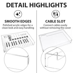 Musiin 25 Keys MIDI Controller Keyboard Acrylic Cover Compatible With Arturia MiniLab 3, Transparent Material,Reserved Wire Groove,Waterproof and Dustproof, Suitable for Home Studio Desktop Protection
