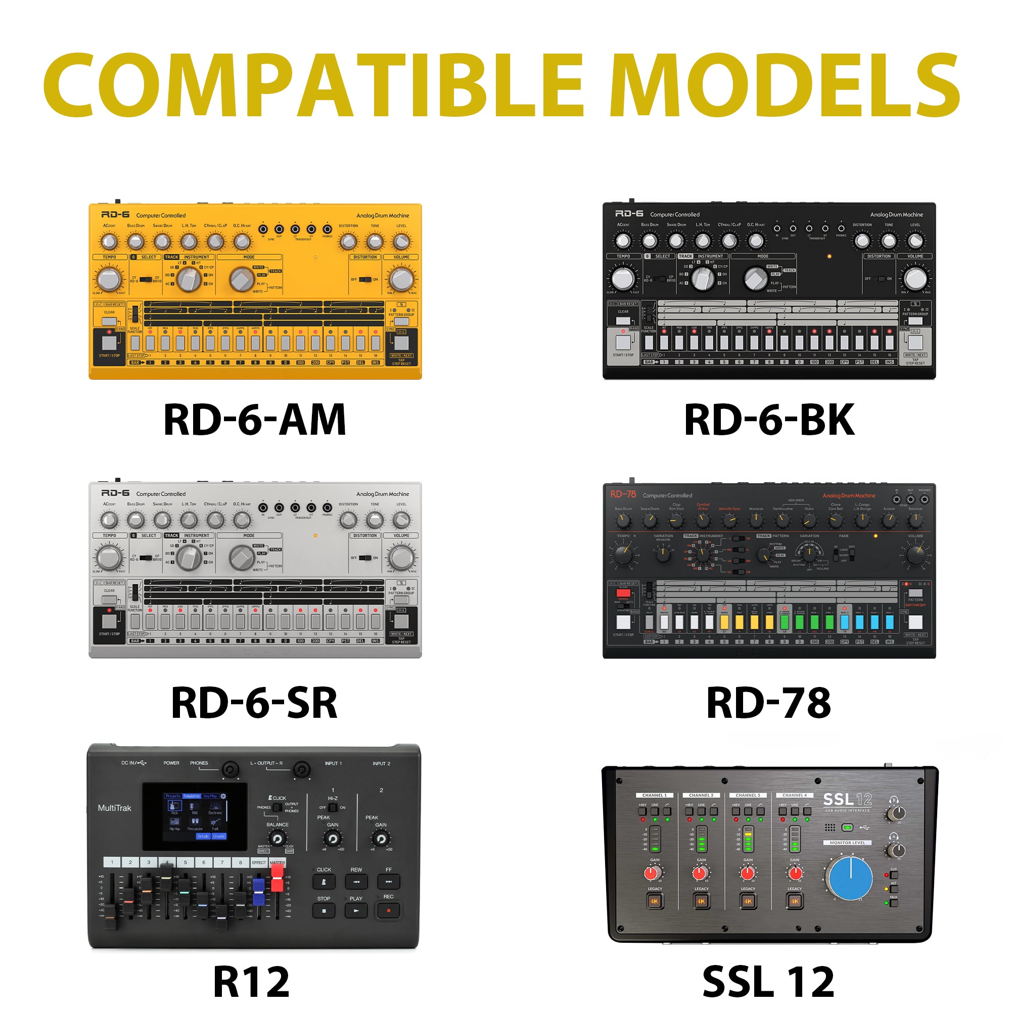 Musiin Audio Device Case Compatible with Behringer RD-78,Zoom R12,SSL 12