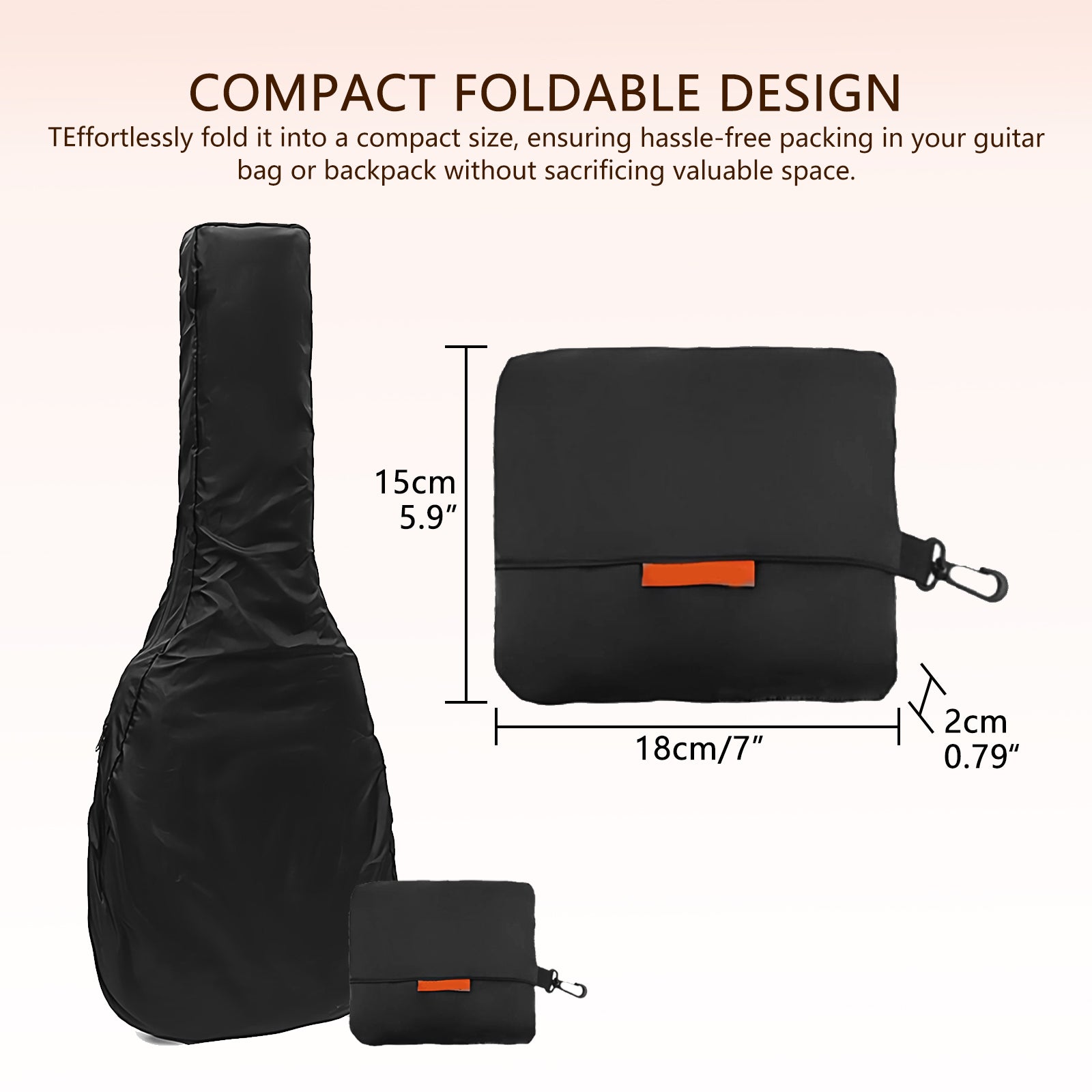 Musiin Electric Guitar Bag Rain Cover - Waterproof Protection with Lightweight and Foldable Design, Black