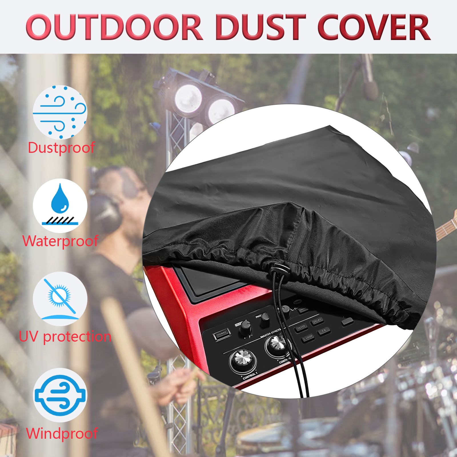 Musiin electronic drum pad dust cover compatible with Roland SPD-SX Pro, SPD-SE, Avatar PD705, Alesis SamplePad Pro, suitable for outdoor daily use protective drum pad dust cover