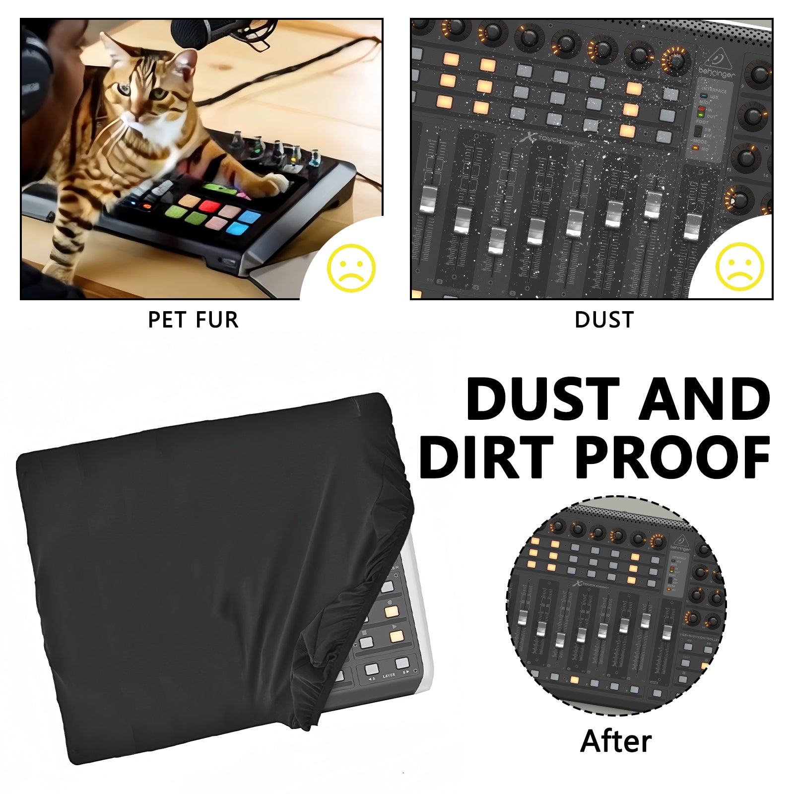 Musiin Ultimate Home Studio Mixer Cover,Compatible with Behringer X-TOUCH COMPACT,Stretchable Chinlon Fabric, Helps Keep Dust and Pet Hair Away