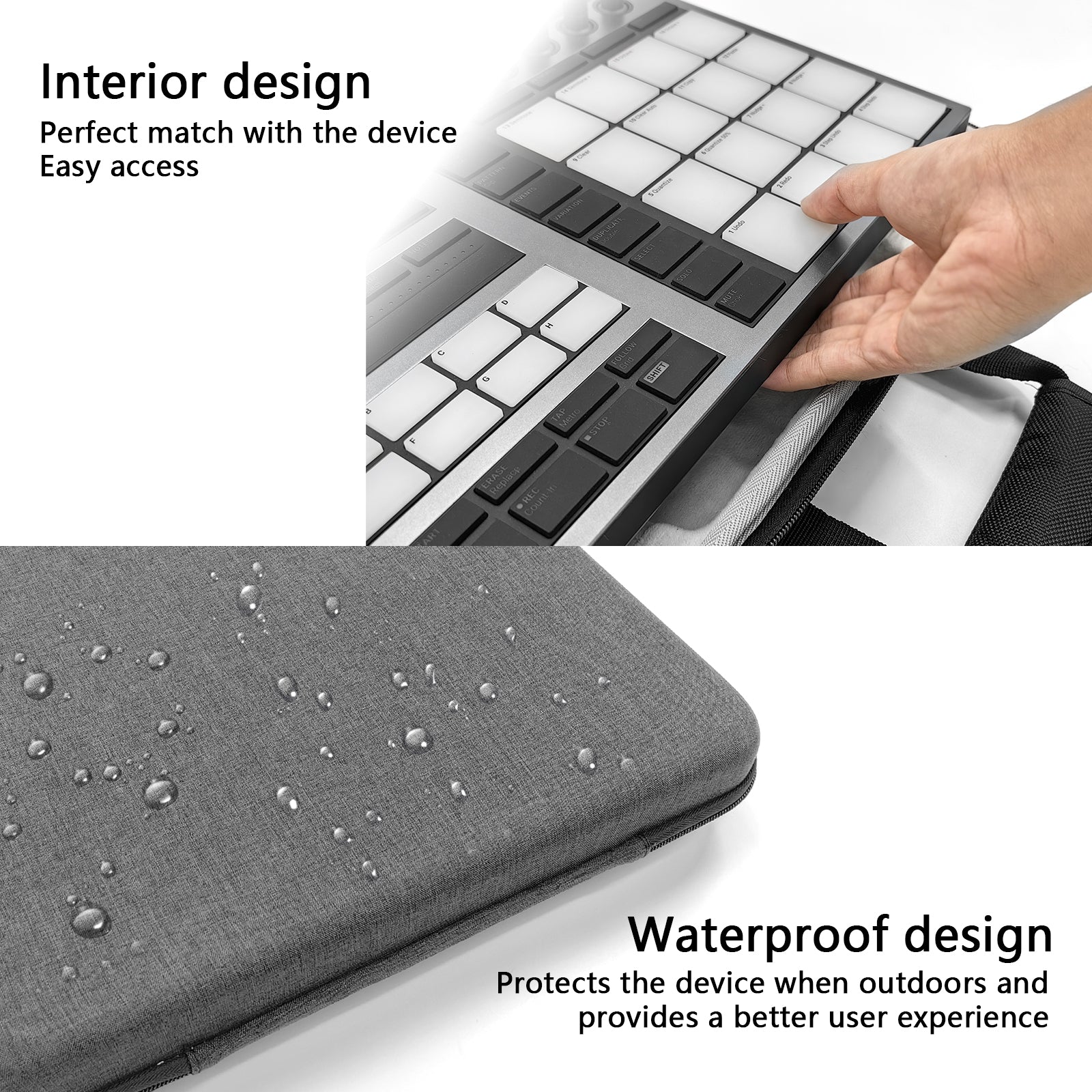 Musiin Premium Velvet Hardshell Case Compatible with Native Instruments Maschine+plus case NI MK3 Cover Drum Controller Analog Device bag with Strap