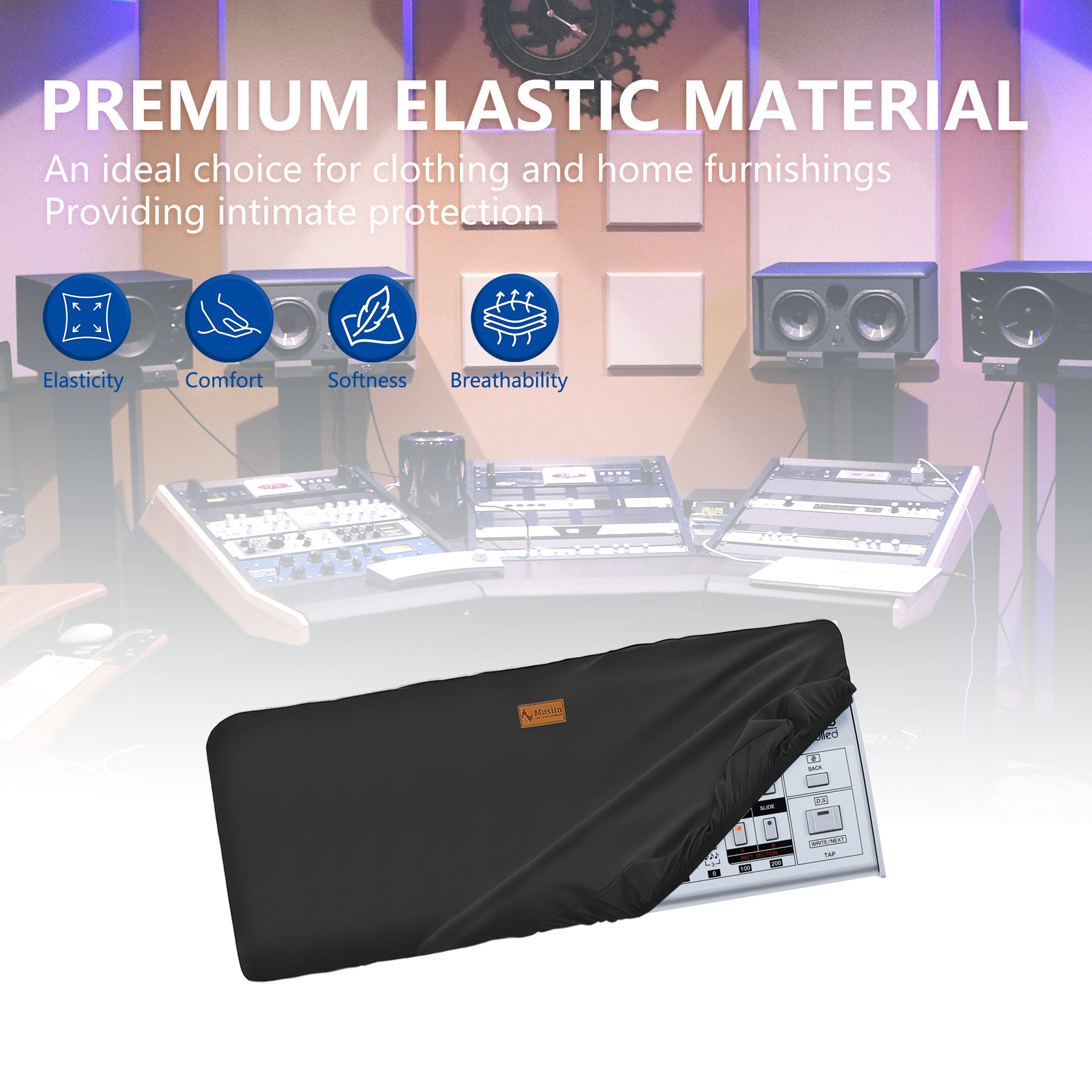 Musiin 25 Keys Piano Keyboard Dust Cover, compatible with Roland K-25m, AKAI MPK Mini MK3, Novation Launchkey Mini MK3,Deluxe Chinlon Dustproof & Anti-scratch, Silky Feel & Tailored Design