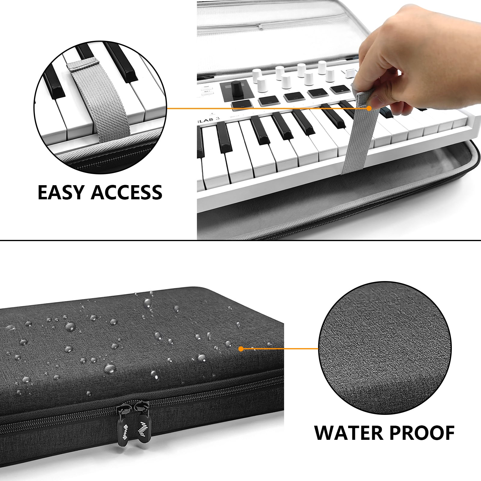 Musiin Premium Velvet MIDI Keyboard Controller Case Compatible with Arturia MiniLab 3, MiniLab MkII, MPK Mini MK4, 25-Key Synthesizer, Portable Protective Cover Bag with Shoulder Strap
