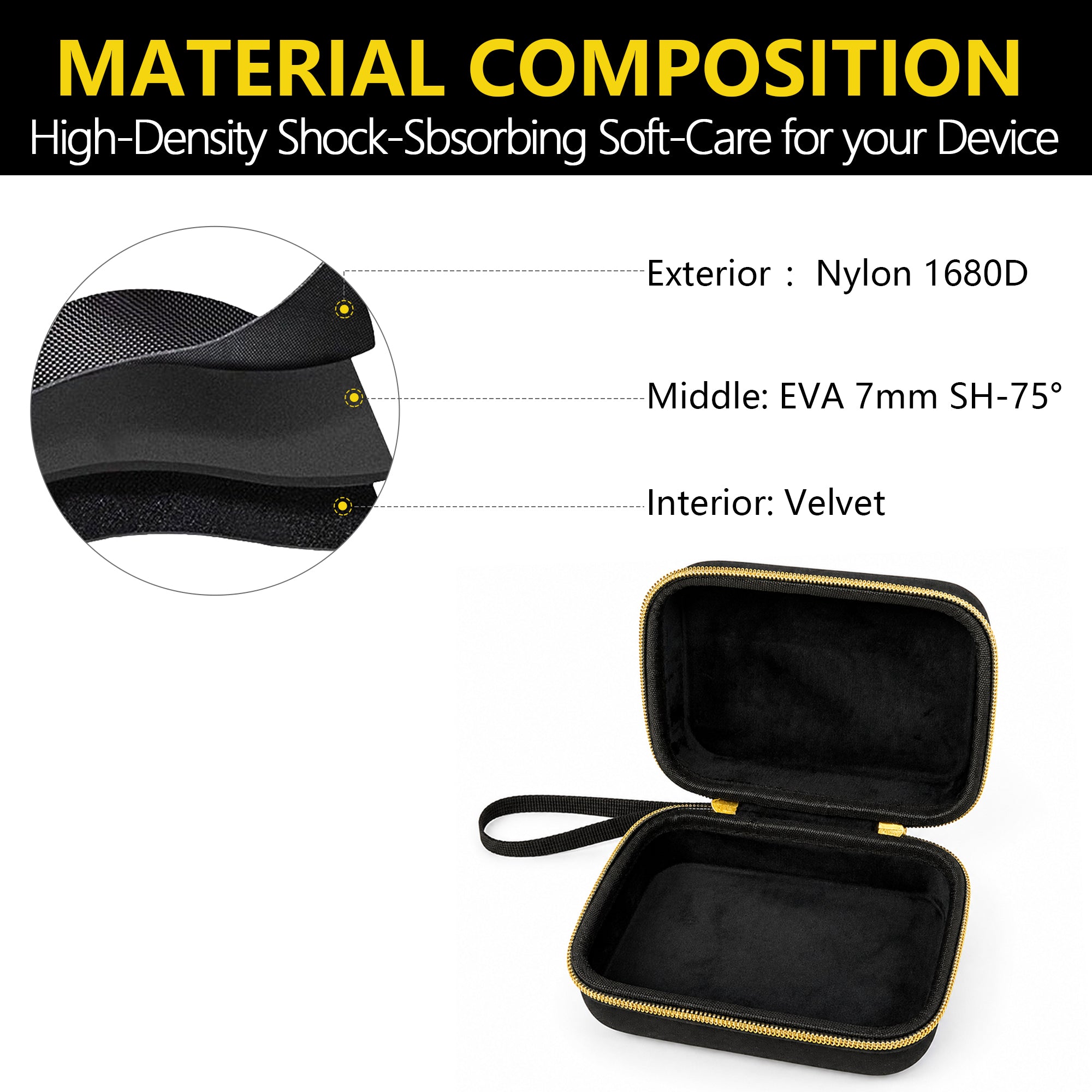 Musiin Direct Box Case Compatible with Radial ProAV2 JDI J48 Stereo Passive Multimedia,Upgraded Gold Top Zipper and Comfortable Handle,for Studio,Daily Storage and Stage Carrying (Gold Tone Edition)