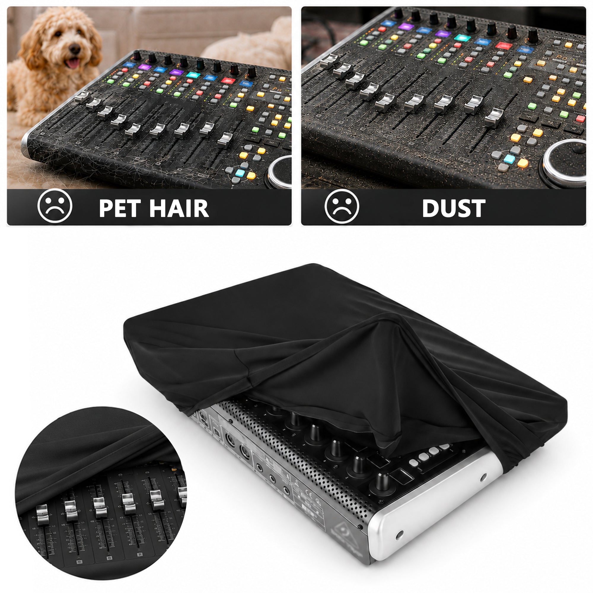 Musiin Audio Mixer Cover Compatible with Behringer X-Touch Premium Chinlon Dust Cover - Provides protection for universal home studio audio mixer midi controller