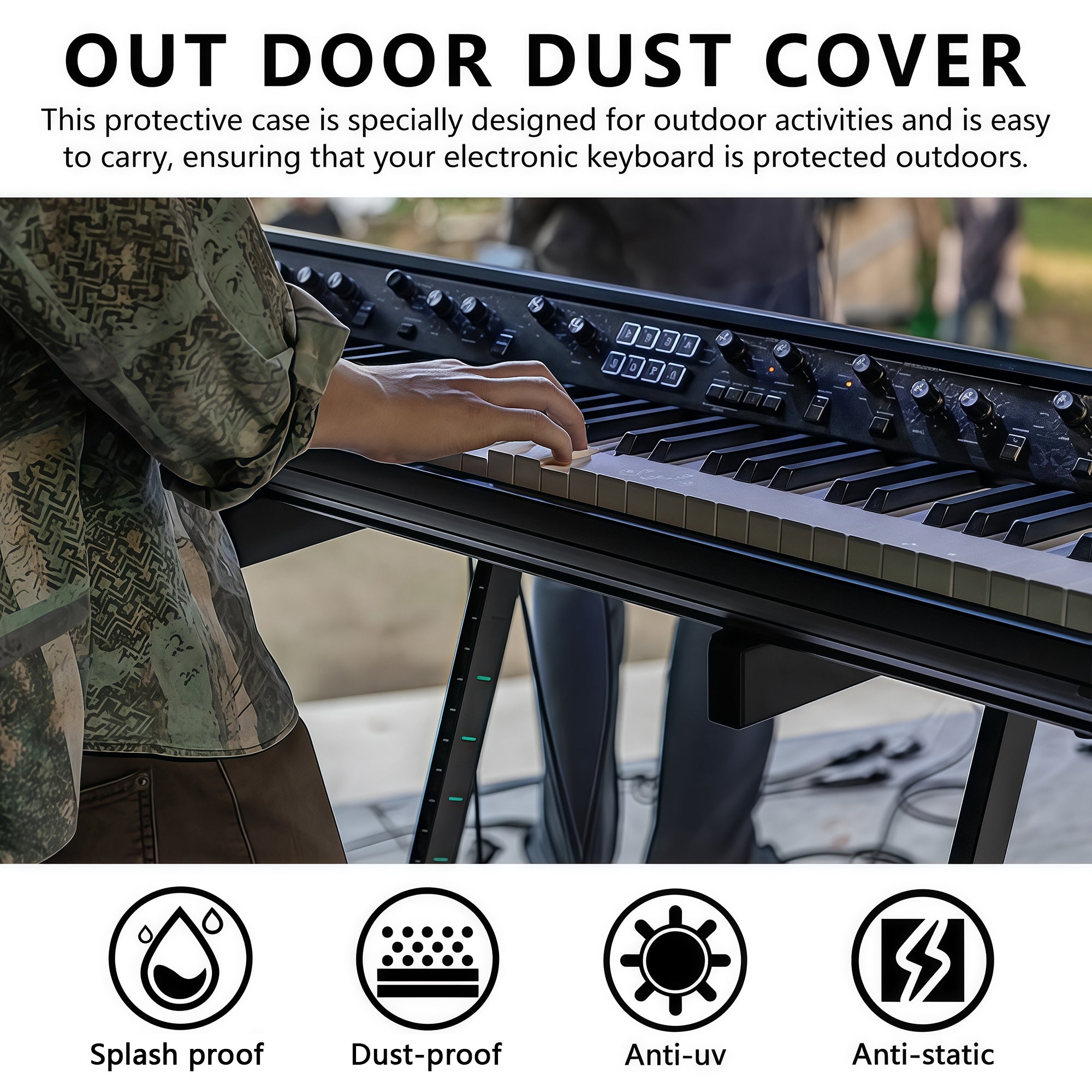 Musiin 76 Keys Piano Keyboard Cover Compatible with MODX M7 KORG Pa5X 76,KRONOS 73,Roland FA-07,and More, Water-Repellent with Adjustable Drawstring and Storage Bag for Outdoor Stage Live Show Protect