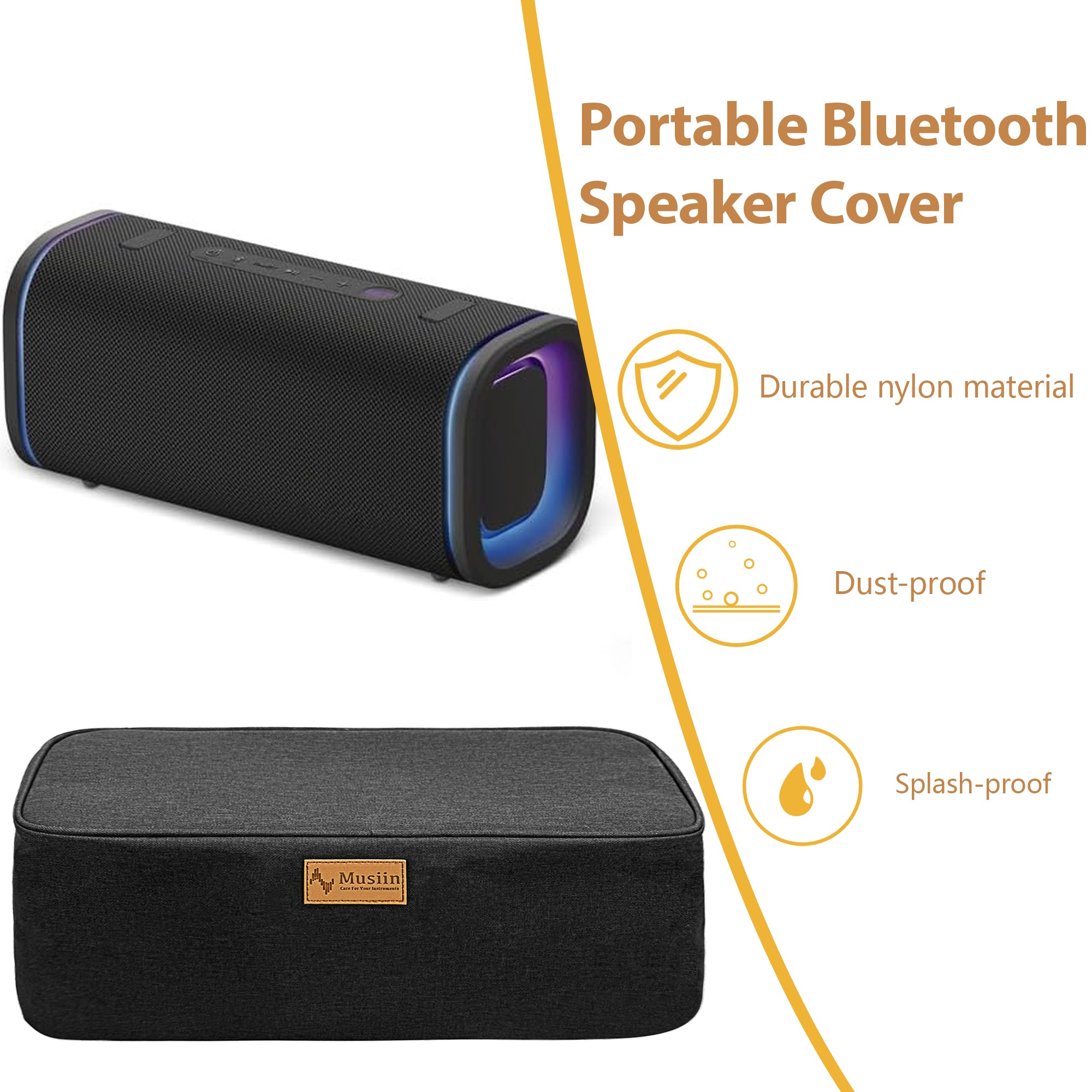 Musiin Premium Portable Bluetooth Speaker Cover Compatible with Sony ULT FIELD 5, Splash-Proof Material, Portable and Foldable, Fit Design for Home Studio and Outdoor Use.