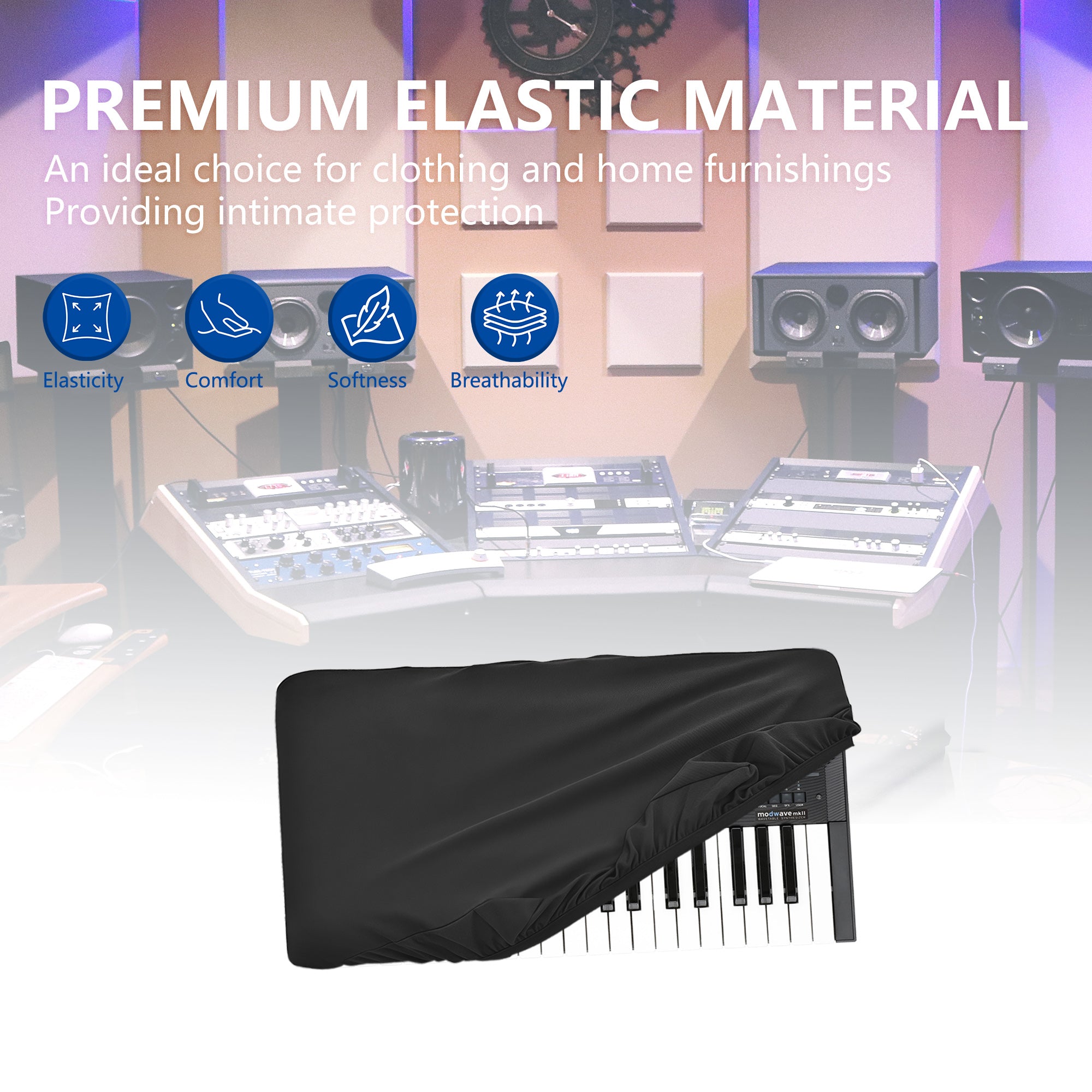 Musiin Keyboard Synthesizer Dust cover compatible with Korg Modwave mk2, Moog Messenger KingKORG NEO, opsix mk II, wavestate mk2,Premium Chinlon Anti-scratch and dustproof, Soft Touch & Fitted design