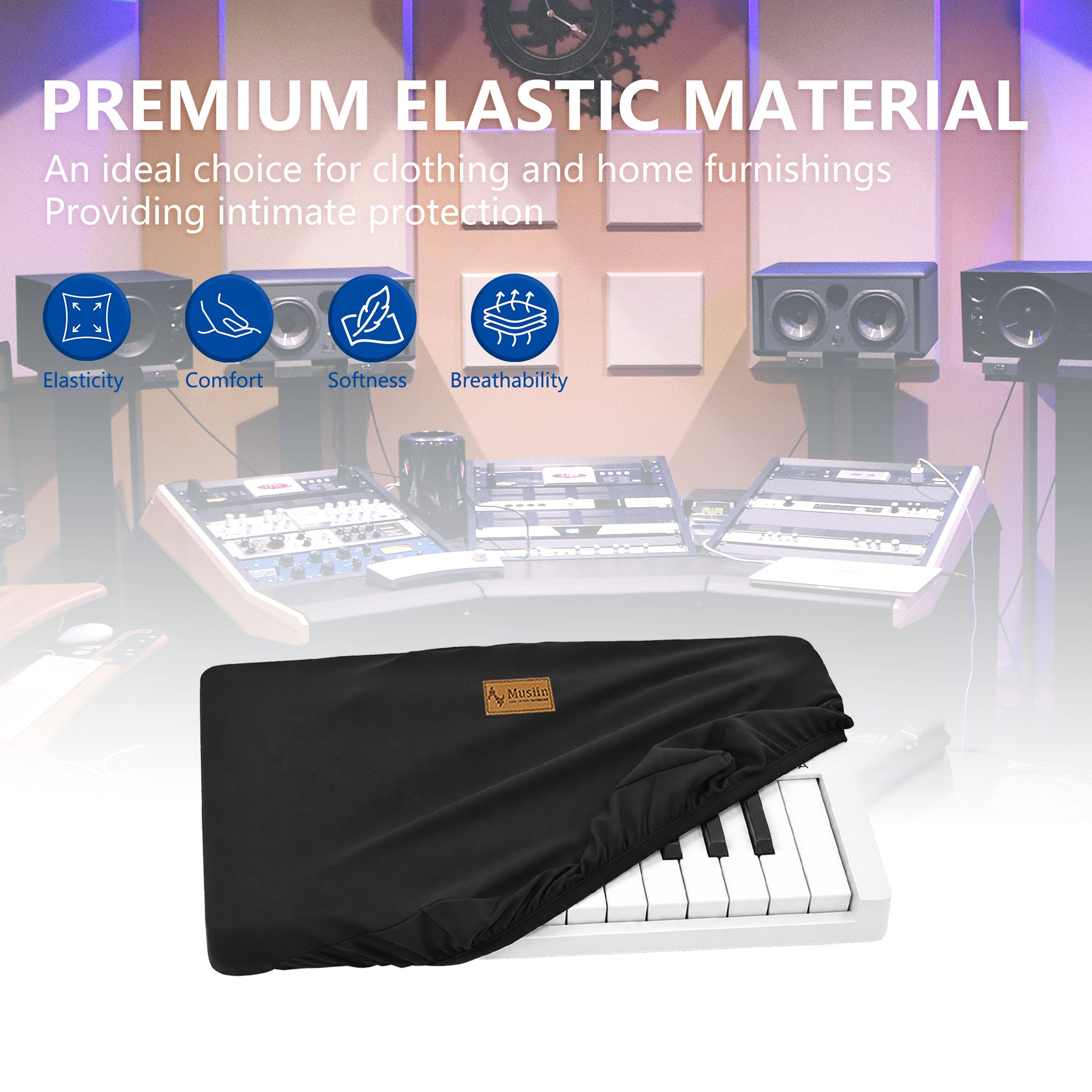 Musiin 25 keys Midi Keyboard Dust Cover Compatible with Arturia MiniLab 3,Akai Mini MK4,MiniLab MkII 25,Premium Chinlon Anti-scratch and dustproof, Soft Touch & Fitted Daily Use Protection