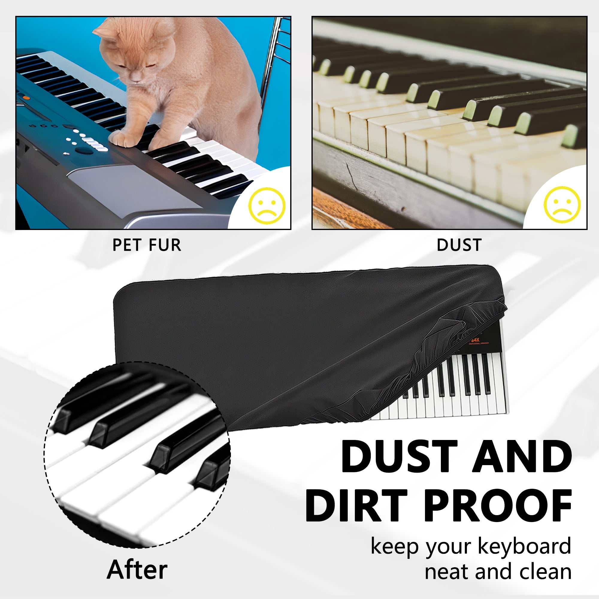 Musiin 61 keys piano keyboard dust cover, compatible with Sequential Prophet-5/KORG Pa4X Oriental 61/Pa4X 61/Roland E-X30/X20A/X20, Anti-scratch and Dustproof, Premium Soft Touch & Fitted design