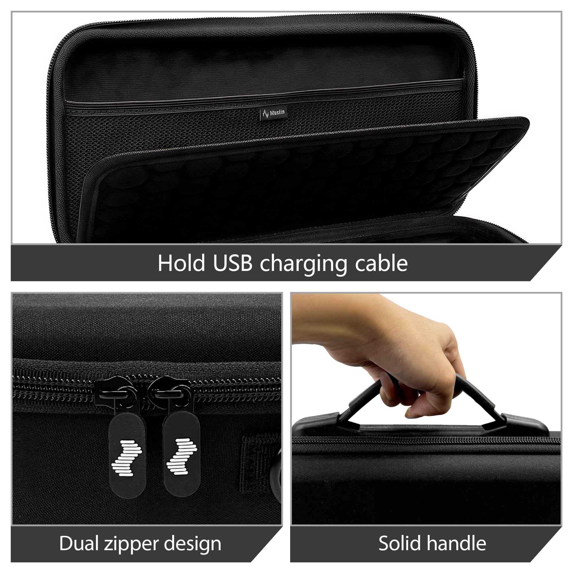 Musiin Custom Audio Interface Case Compatible with UA Apollo Solo Heritage/Apollo Solo USB, Hard Shell with Shoulder Strap, Separate Cable Compartment, Portable Storage for Studio, Travel, Daily