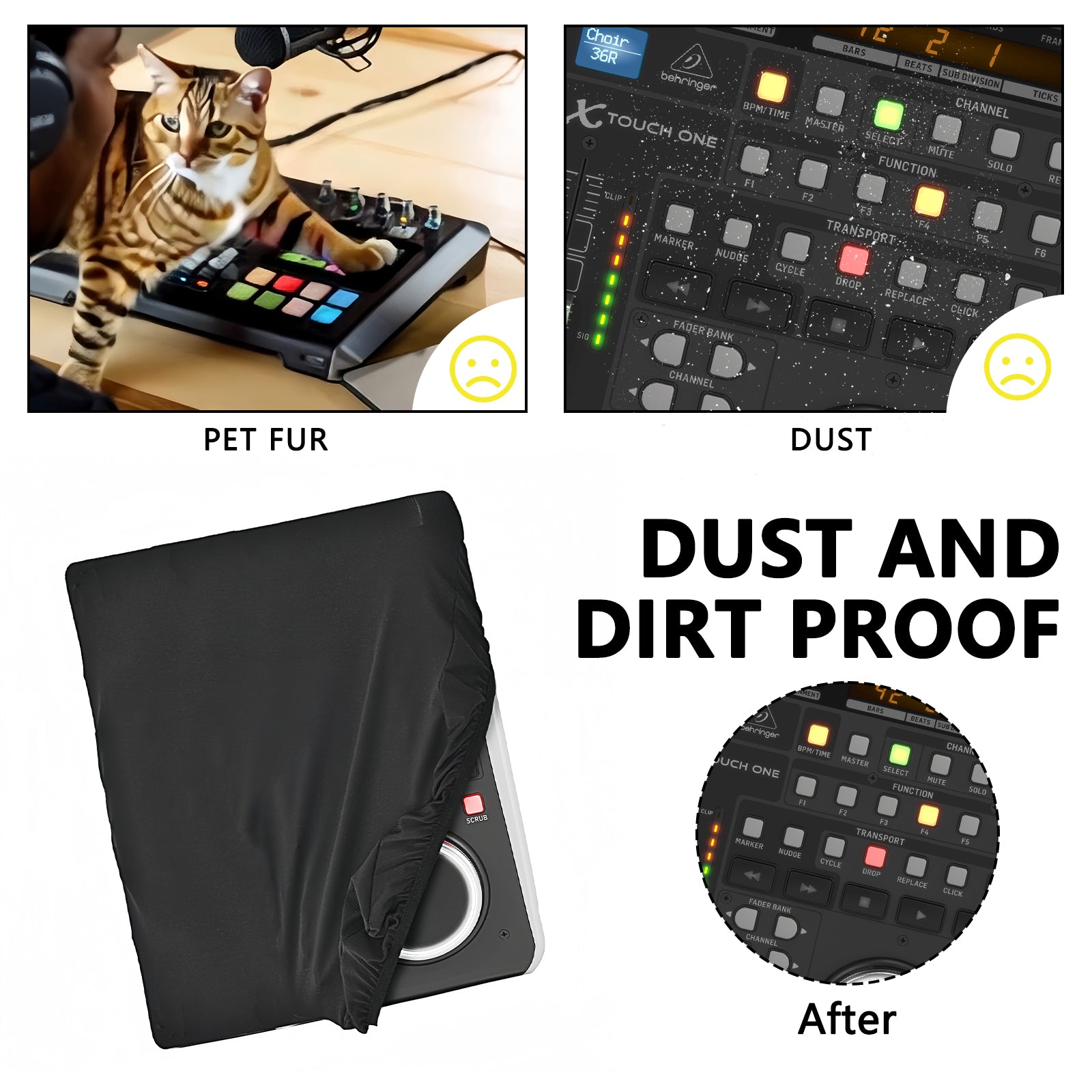 Musiin Studio Premium Mixer Cover Compatible with Behringer X-Touch one, Roland TD-25KVX/KV,TD-27KV2/KV,TD-17 Drum Sound Module Dust Cover,Stretchable Chinlon, Dust & Pet Hair Daily Protection