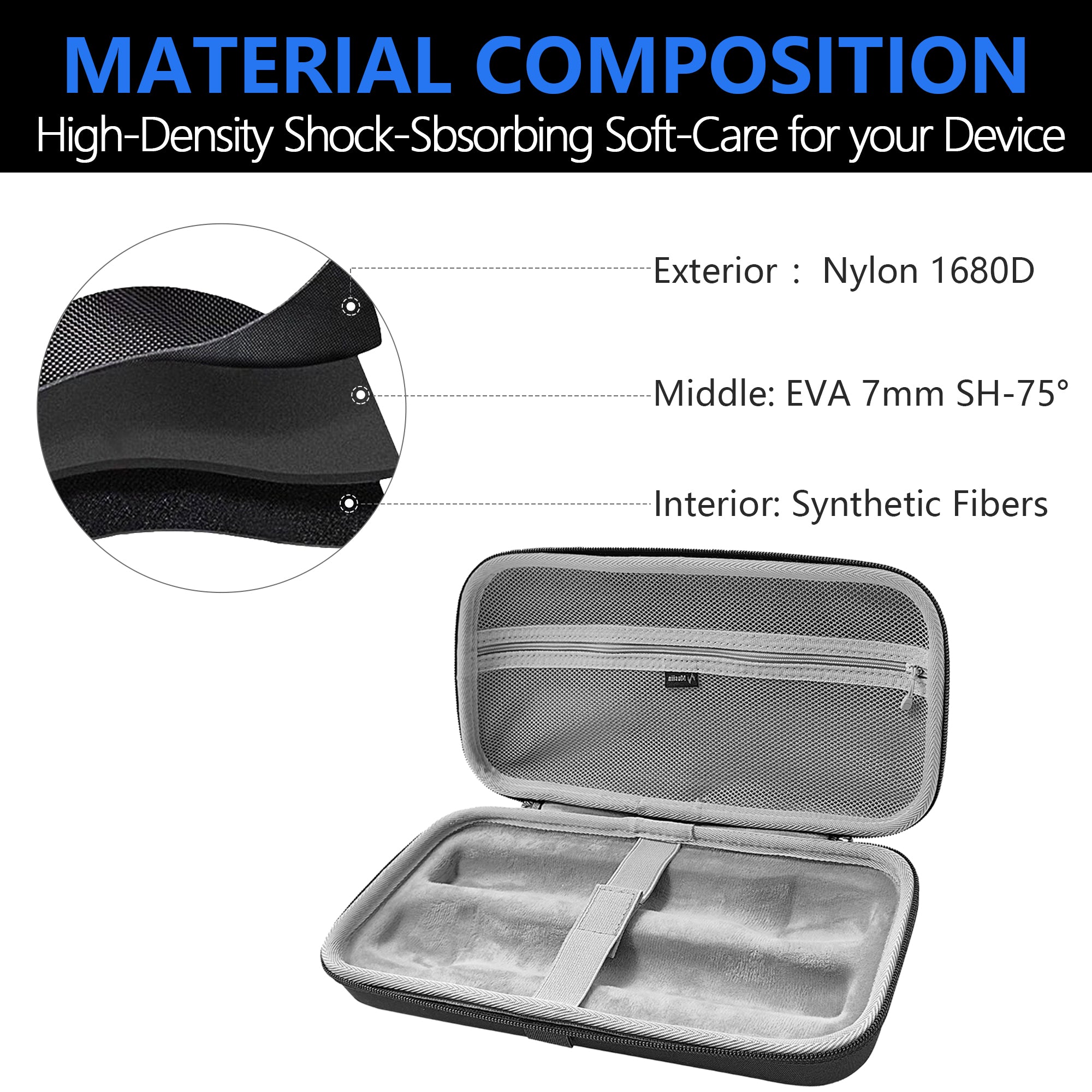 Musiin Dual microphone storage case, compatible with Bietrun SY-WXM-2, WXM02, WXM19, WXM31, Shur BLX2 PG58, hard-shell microphone portable bag, travel protection pouch with cable storage (black)