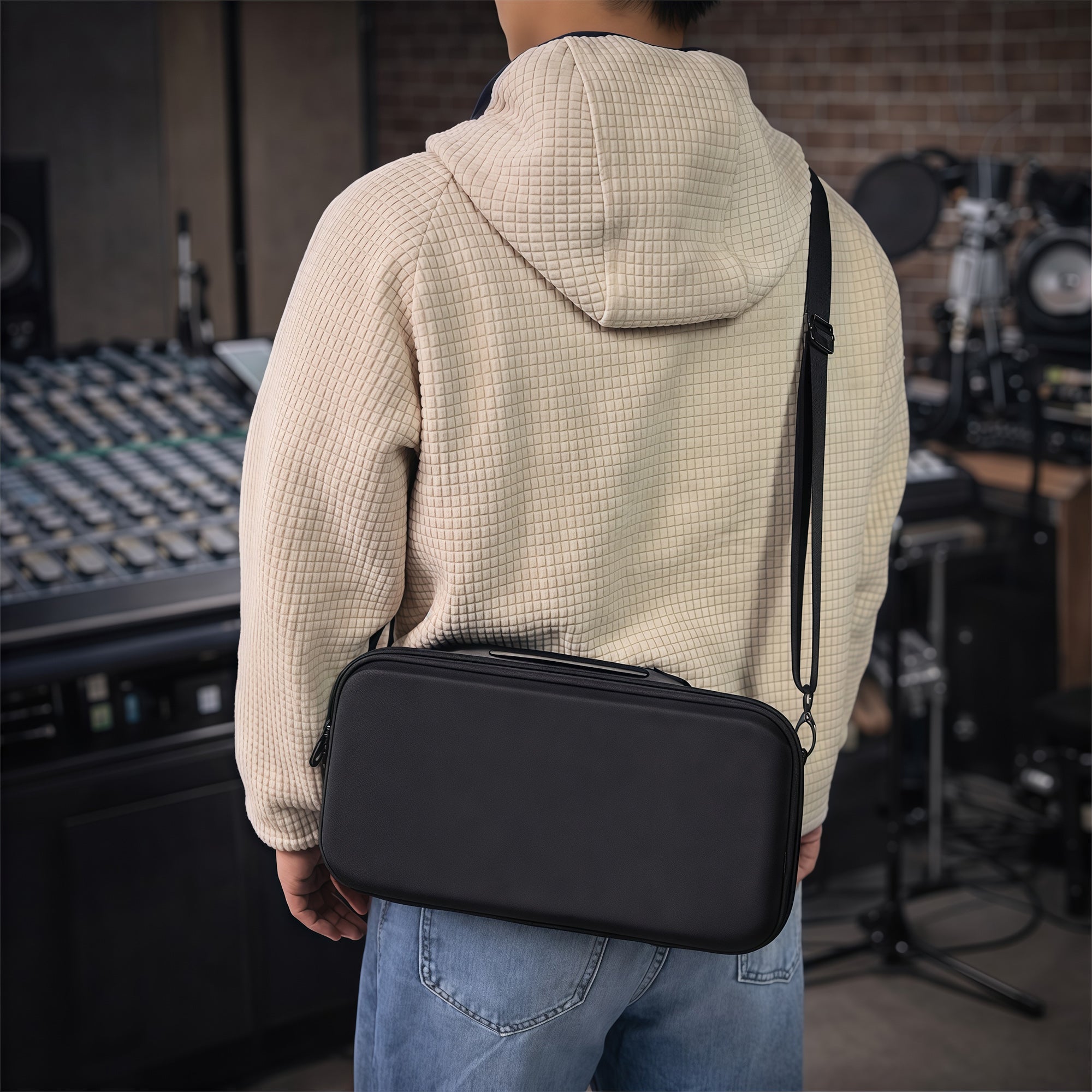 Musiin Audio Mixer Case Compatible with Zoom Live Trak L6 MAX, Custom Fit Interior, Dual Zipper Design, Top Mesh Pocket, Handle and Shoulder Strap, for Studio, Travel, and Live Performance