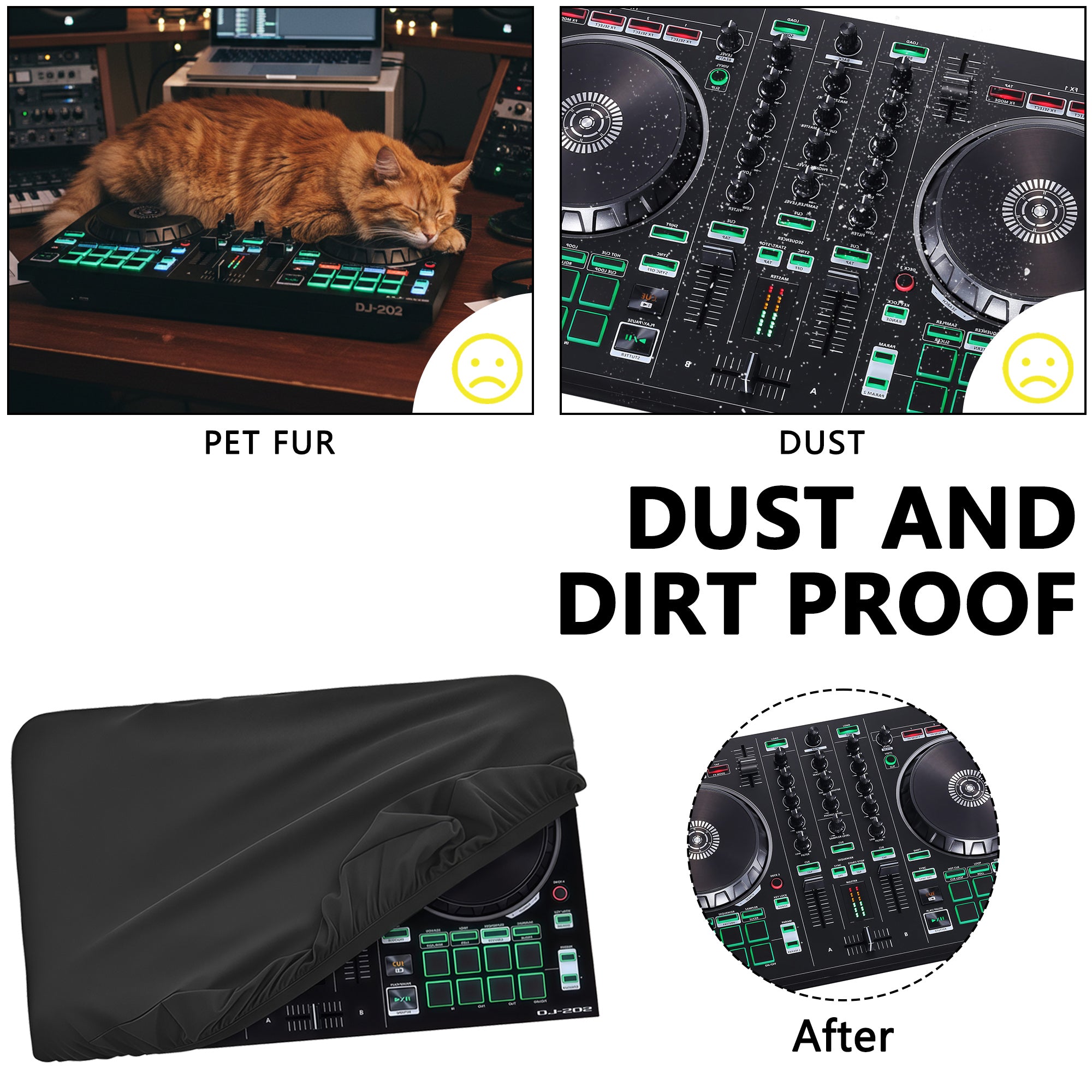 Musiin DJ Controller Cover, Compatible With Roland Mixer DJ-202,DJ-707M,TR-1000,Deluxe Chinlon Dustproof & Anti-Scratch, Silky Feel & Tailored Design, Suitable for Home, Studio & Live Performance Use