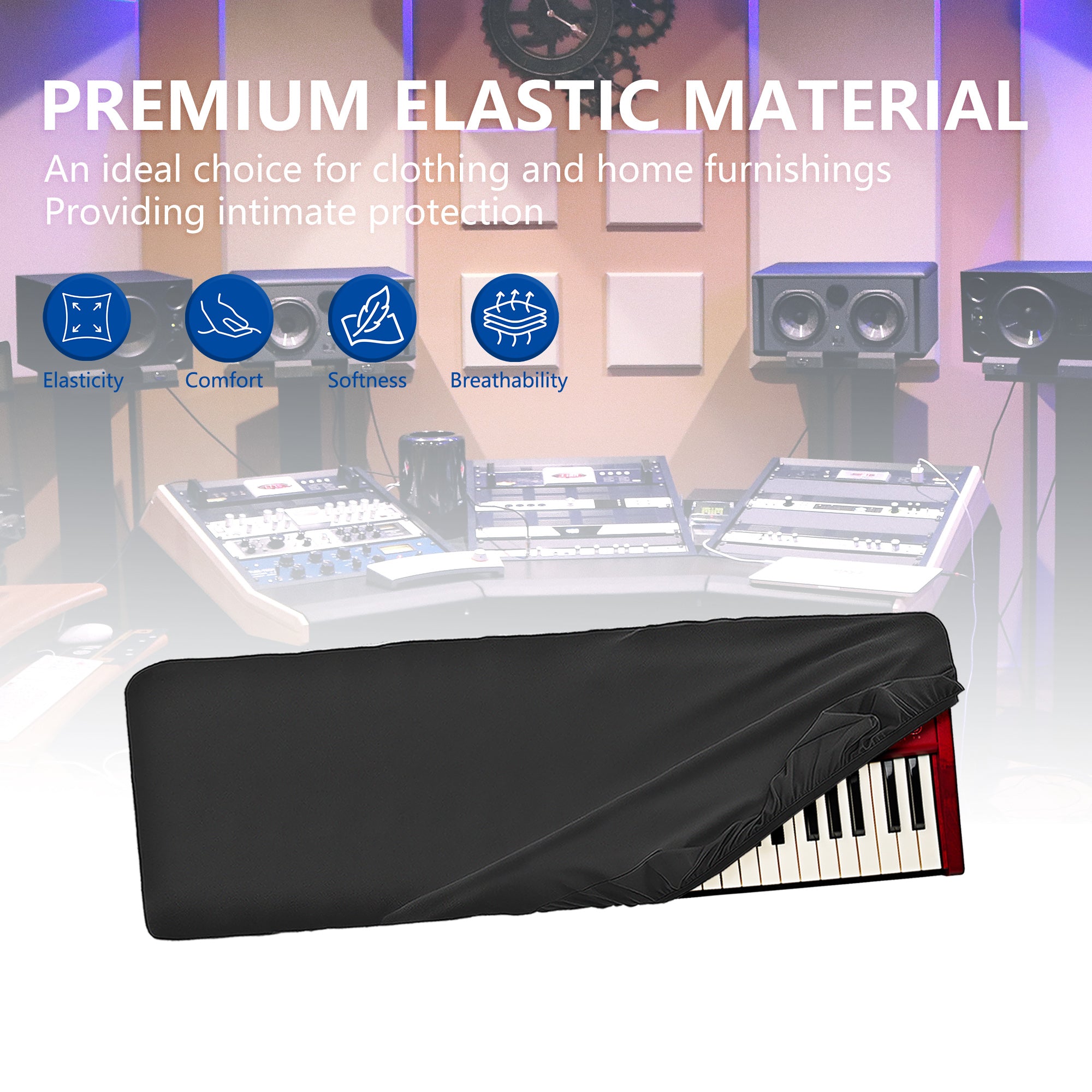 Musiin 73 and 76 keys piano keyboard dust cover,compatible with Nord Electro 6D 73 key, Yamaha NP-15, Luxury Chinlon Anti-dust & Scratch-proof, Smooth Touch & Custom Fit