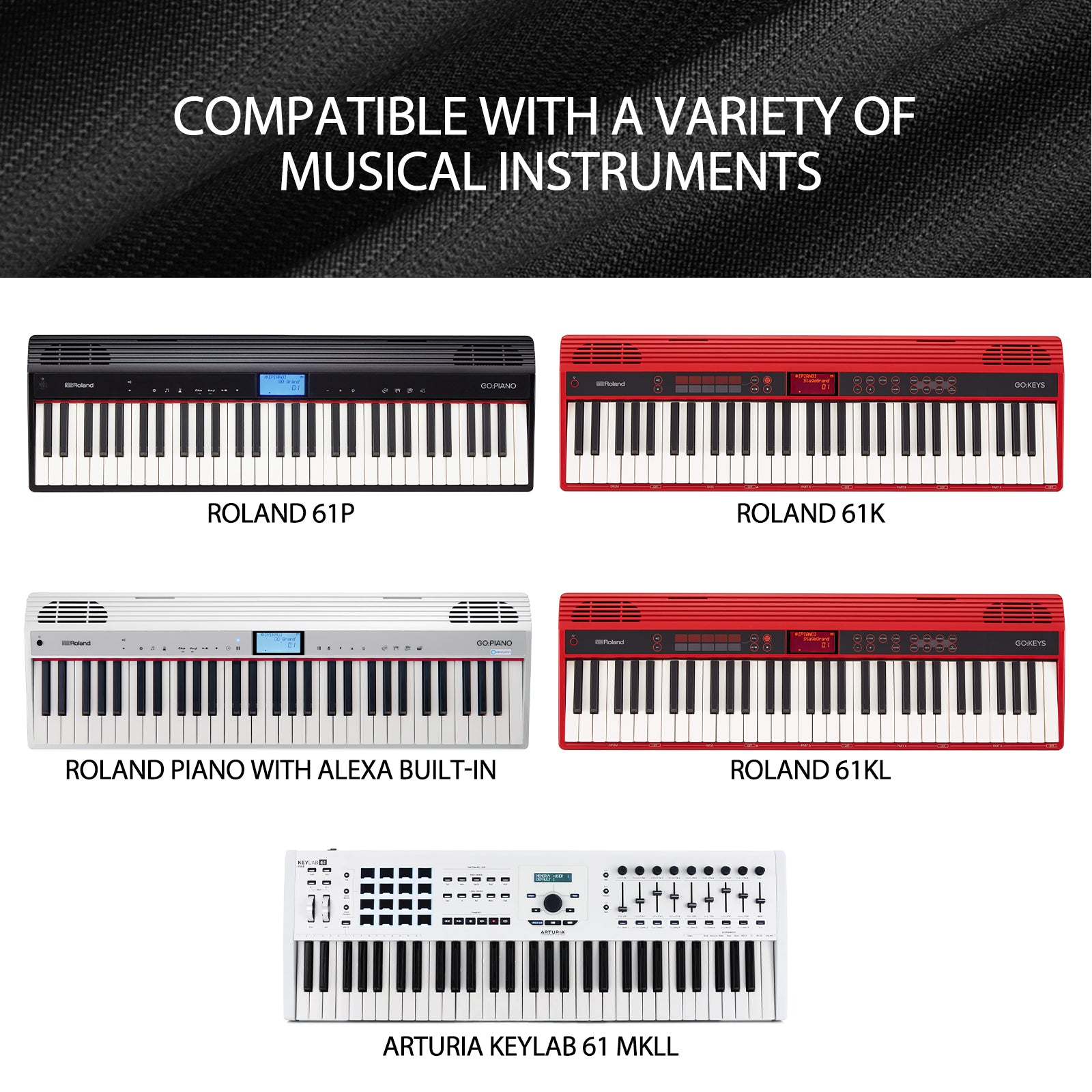 Musiin custom ultimate stretch fit nylon keyboard cover for ultimate protection, compatible with Arturia KeyLab 61 MkII keyboard