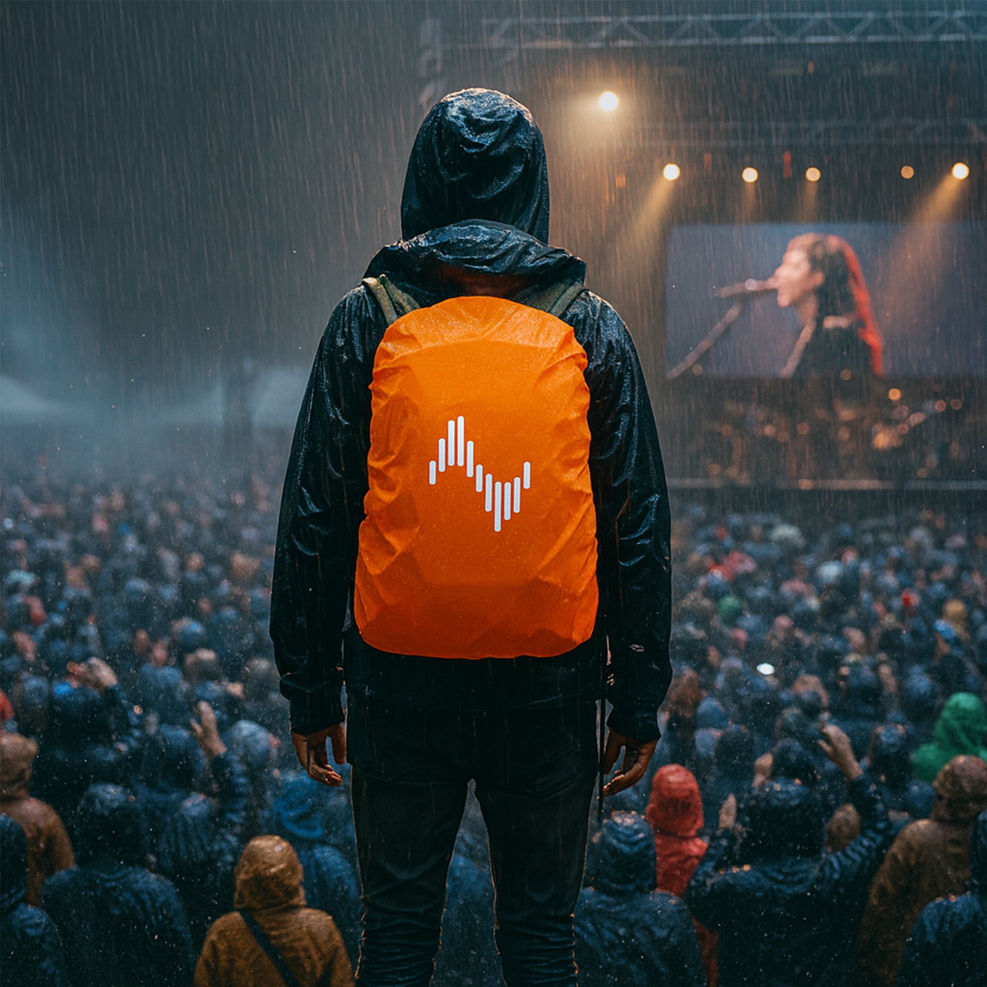 Musiin Backpack Waterproof Rain Cover, 45L Reflective Backpack Cover with Storage Pouch, Protects Musical Instruments and Gear from Rain, for Hiking, Travel, Camping, Outdoor Activities (Orange)