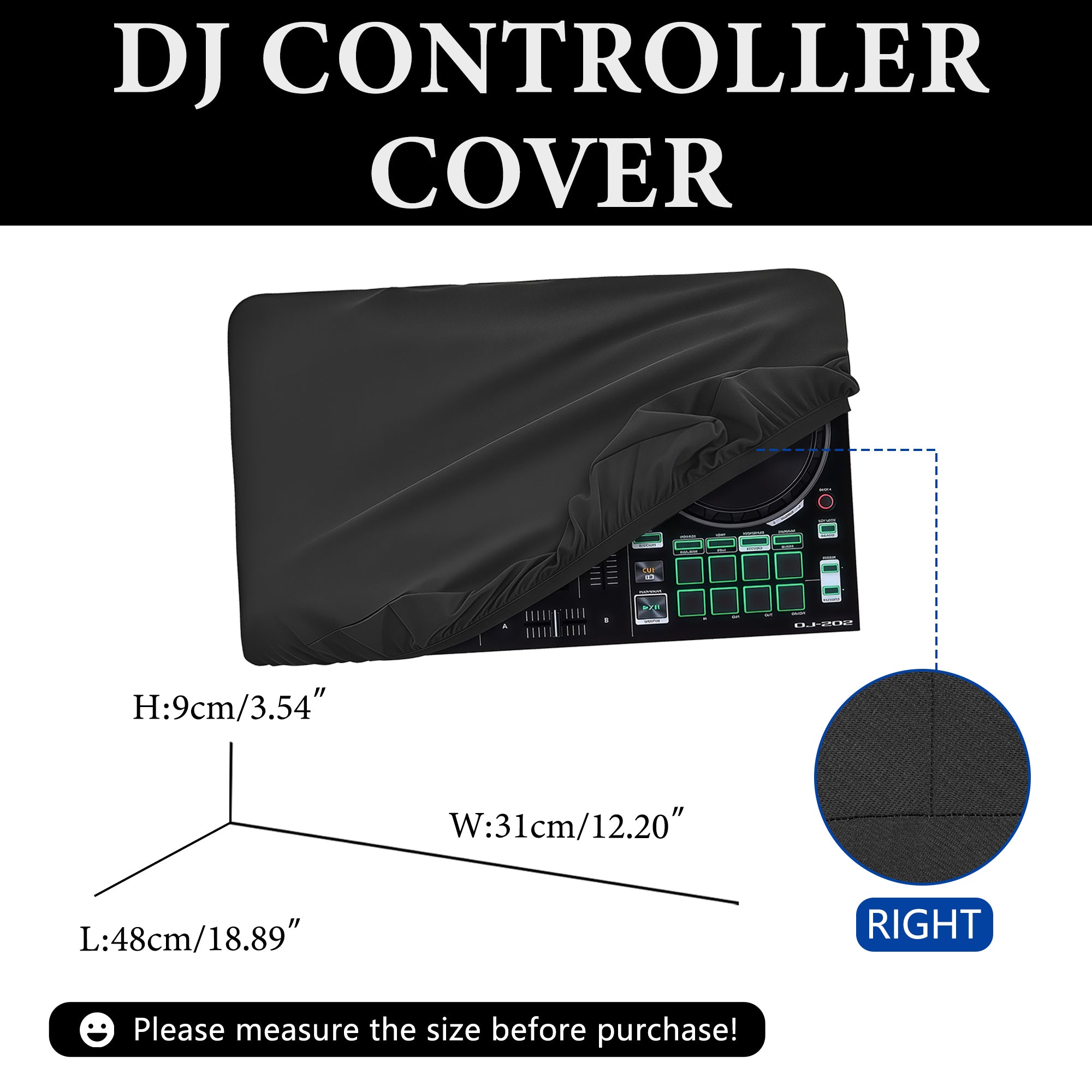 Musiin DJ Controller Cover, Compatible With Roland Mixer DJ-202,DJ-707M,TR-1000,Deluxe Chinlon Dustproof & Anti-Scratch, Silky Feel & Tailored Design, Suitable for Home, Studio & Live Performance Use