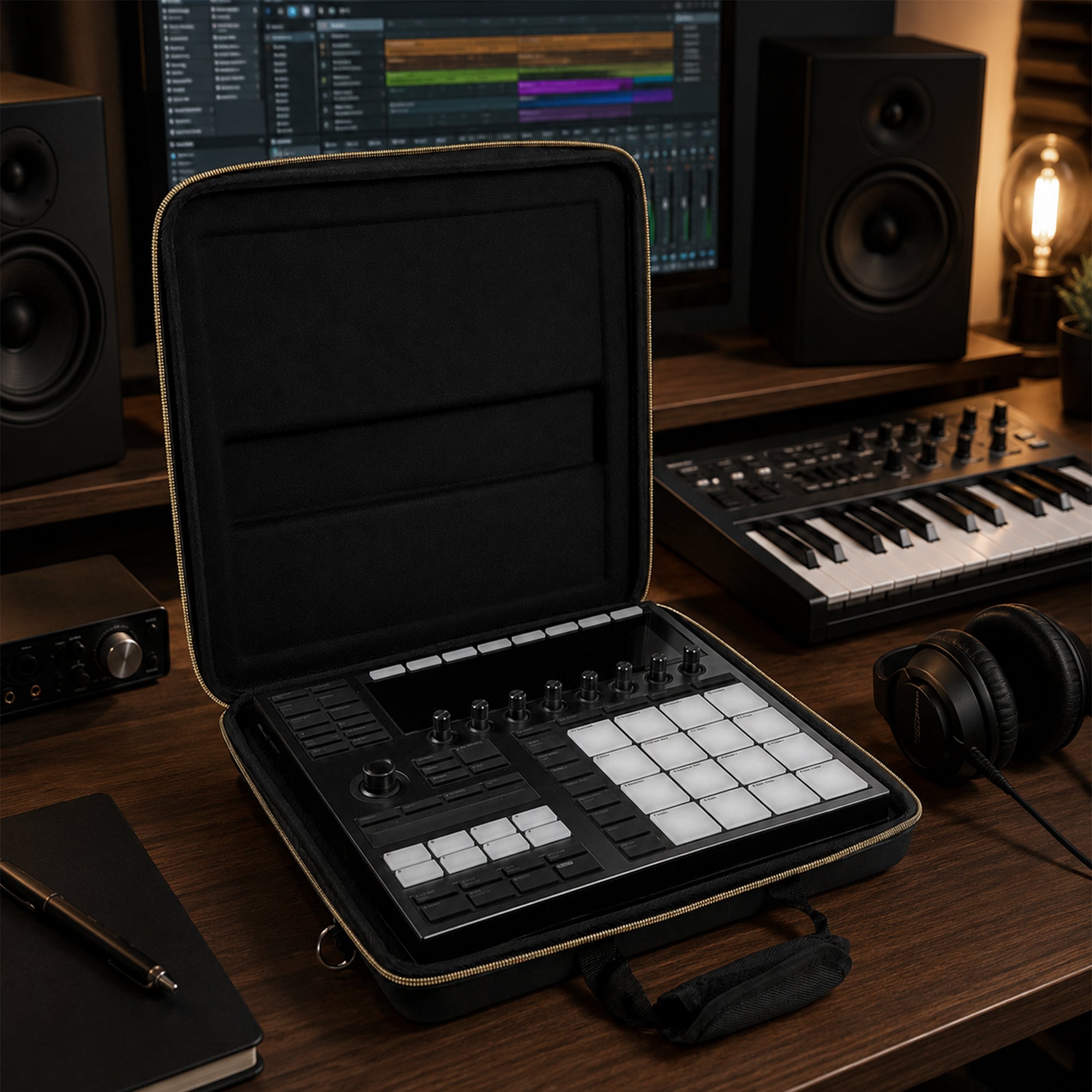 Musiin Premium DAW Case Compatible with NI Maschine+ MK3(Gold Tone Edition)