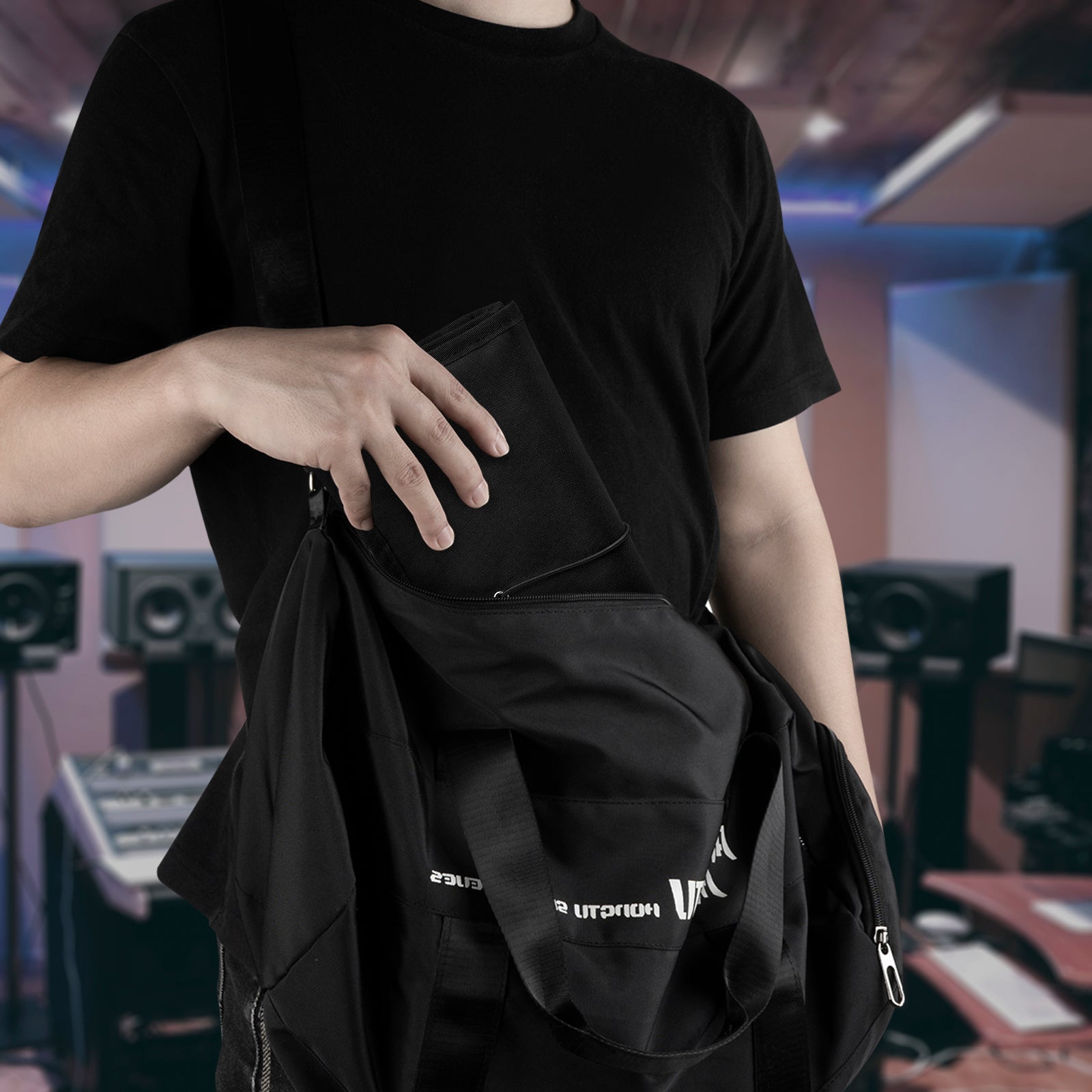 Musiin Guitar Accessory Portable Case, Hanging Hook Foldable Multi-Pocket Design for Picks, Strings, Capo, Straps and Accessories, Fits in Gig Bags, Essential for Guitarists and Musicians