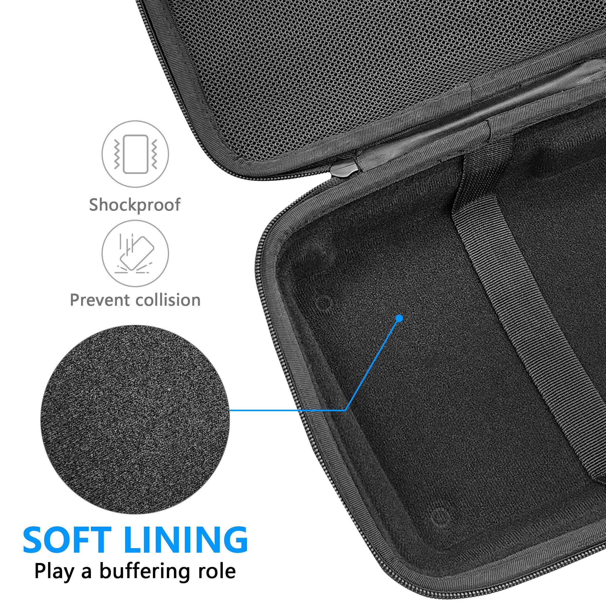 Musiin Audio Interface Storage Case, Compatible with SSL2 MKII and SSL2+ MKII Audio Interfaces, Top Cover Zipper Mesh Pocket Design and Handle Strap, Portable Travel Storage Case (Black)
