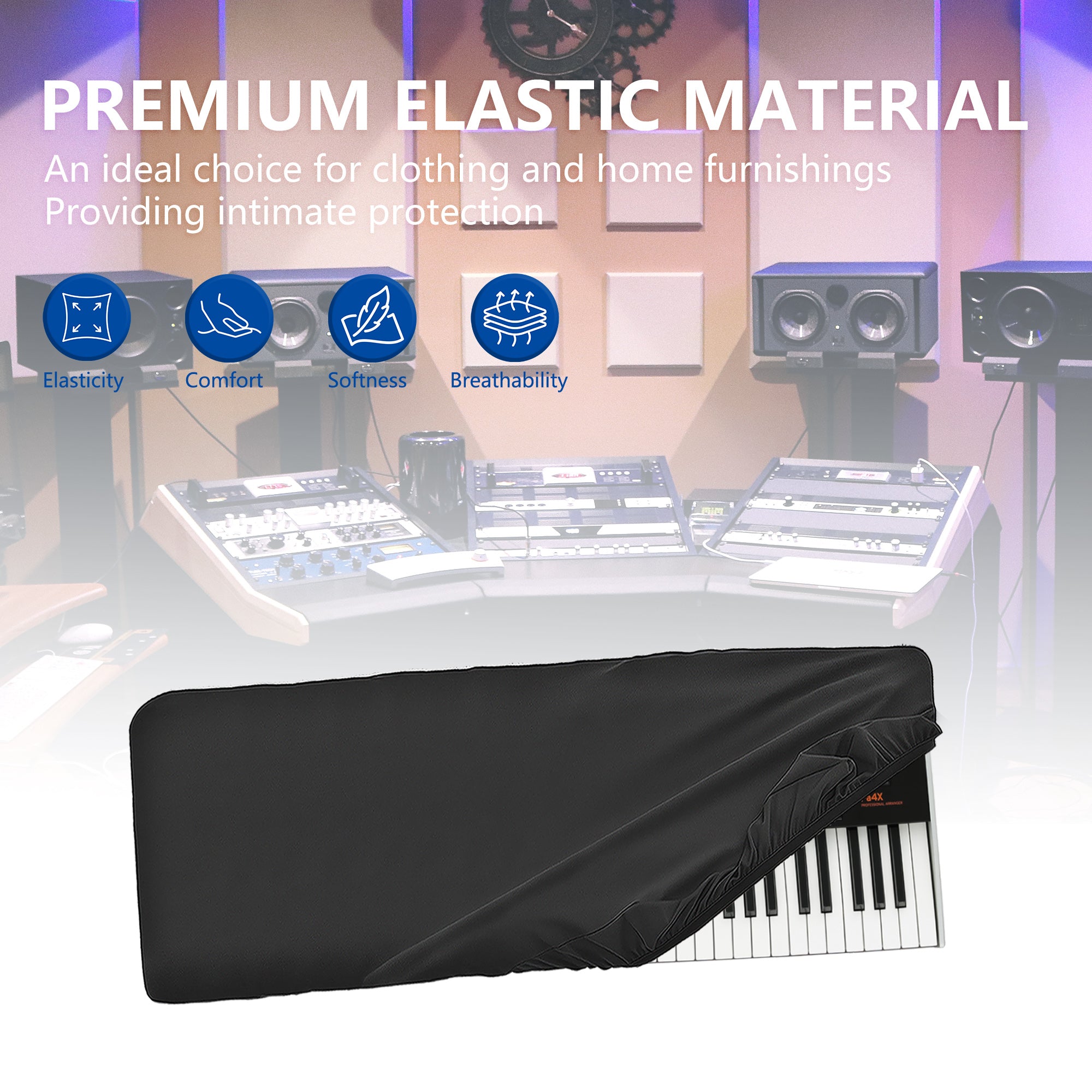 Musiin 61 keys piano keyboard dust cover, compatible with Sequential Prophet-5/KORG Pa4X Oriental 61/Pa4X 61/Roland E-X30/X20A/X20, Anti-scratch and Dustproof, Premium Soft Touch & Fitted design