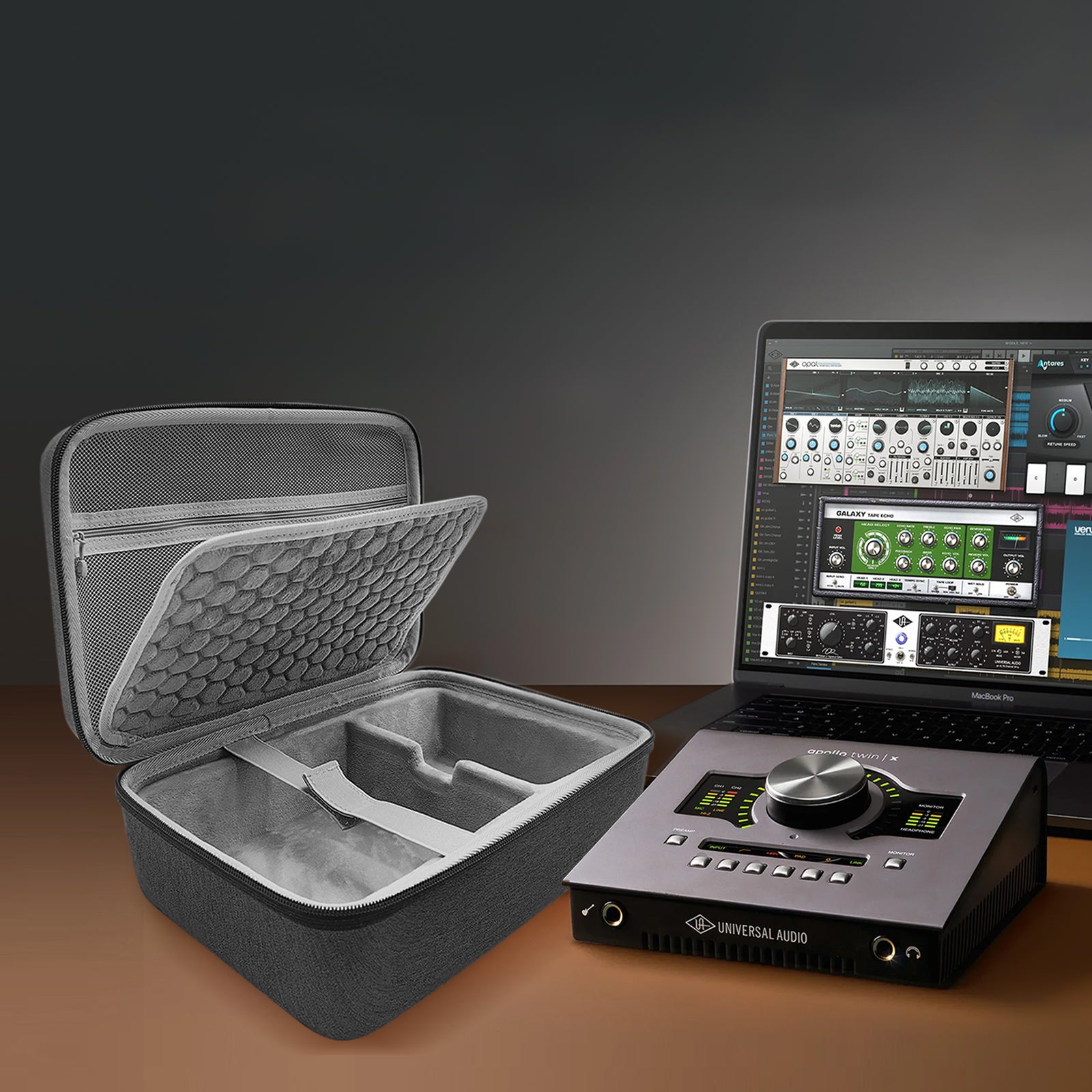 Musiin Audio Interface Carrying Case Compatible Apollo Twin X DUO Gen 2/QUAD Gen 2 Hard Shell Travel Bag(Dark Grey)