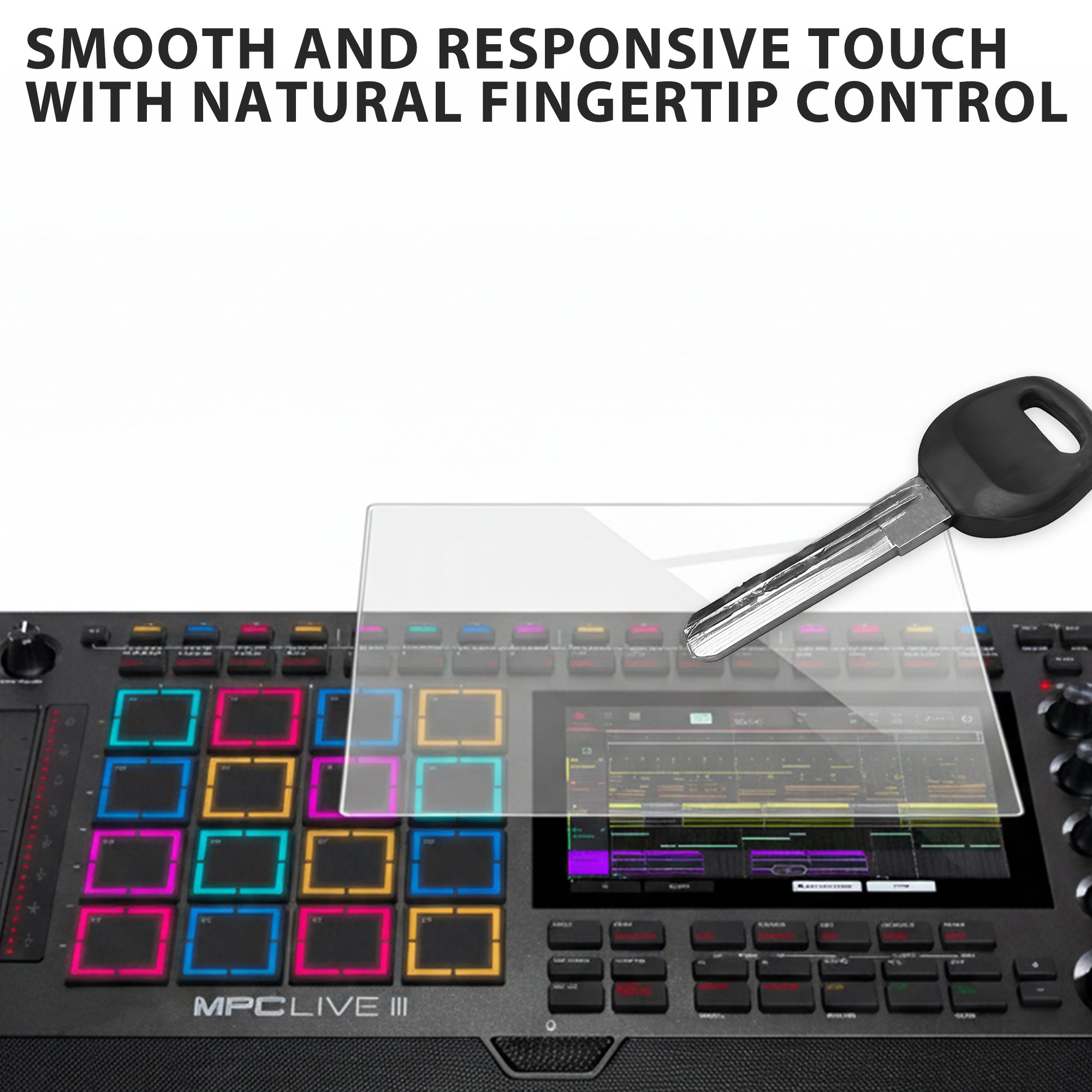 Musiin Audio Workstation 7 inch Touch Screen Protector Compatible with MPC Live 3/MPC Live 2/MPC Key 37 & 61/MPC One+,Ultra-Clear Tempered Glass Touchscreen Protector with Invisible Coverage