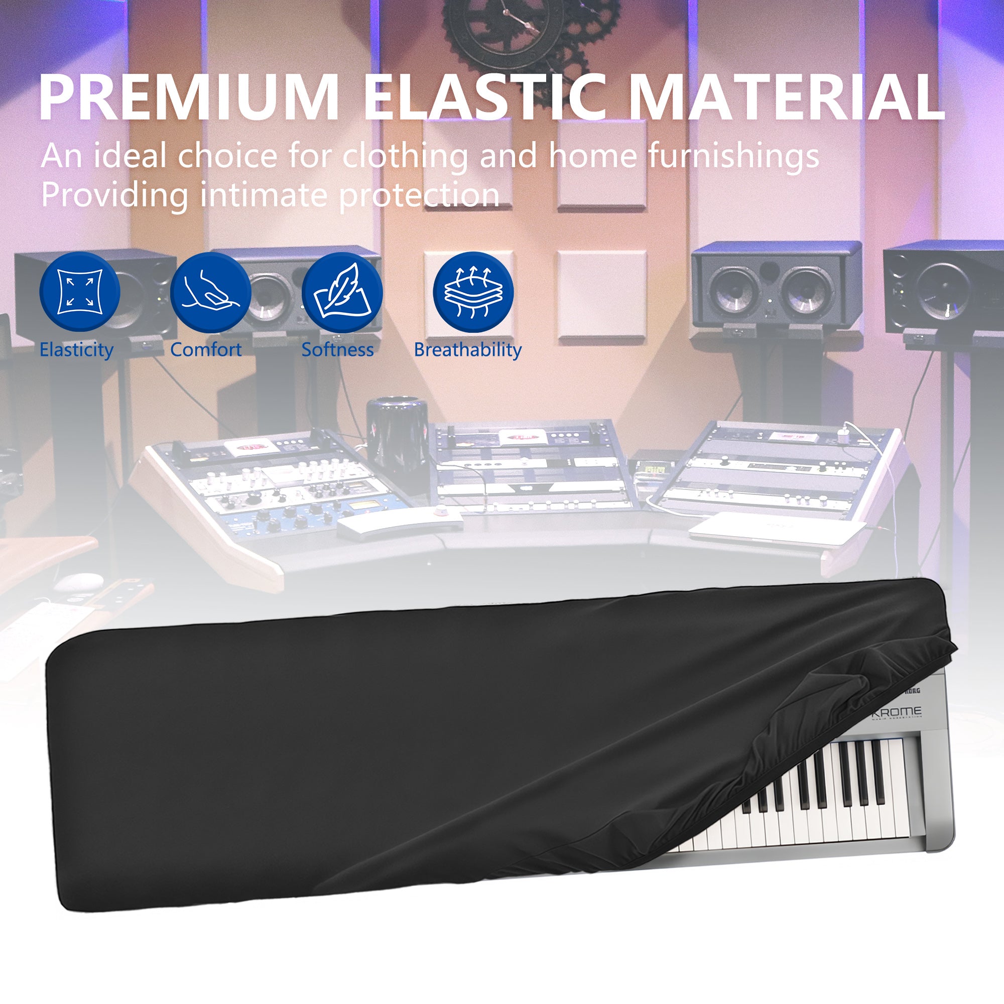 Musiin 88 keys piano keyboard dust cover, compatible with KORG KROME-88, KROSS 2-88, KROSS 88MB, KROME EX88, Deluxe Chinlon Dustproof & Anti-scratch, Silky Feel & Tailored Design