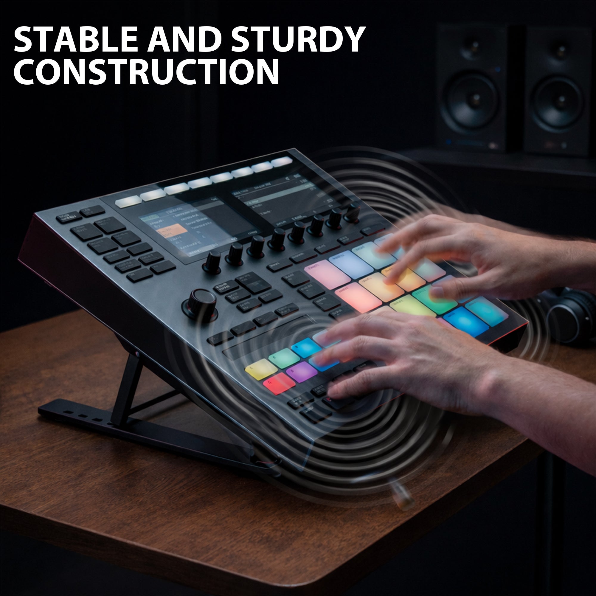 Musiin Custom DAW Controller Stand Mixer Holder Compatible with Nektar Panorama CS12,Tascam Mixcast 4,Rode RODECaster Pro II,Zoom R20/R24,Akai MPC Sample Adjustable Drum Controller MIDI Device Holder