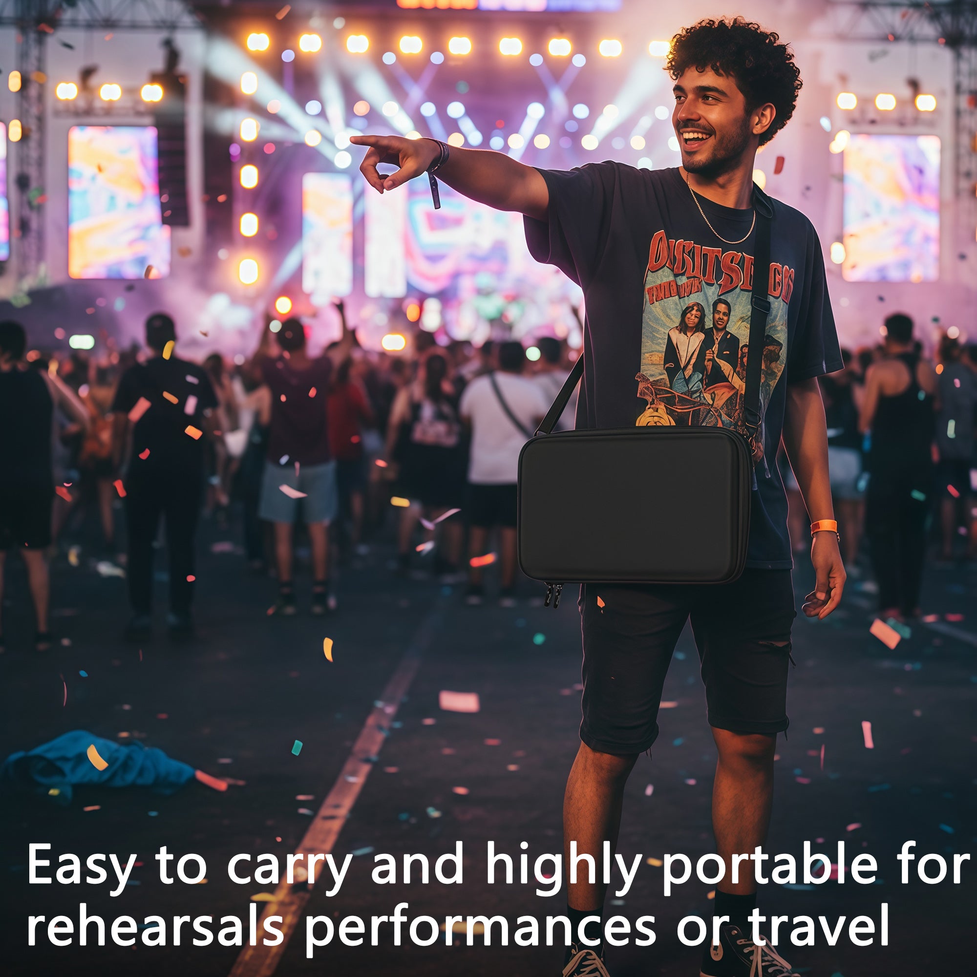 Musiin DJ Controller Case Compatible with Hercules DJControl Mix Ultra, Hard Shell Protection with Dual Zippers, Mesh Pocket & Comfortable Handle for DJ Live Show & Travel (Black)