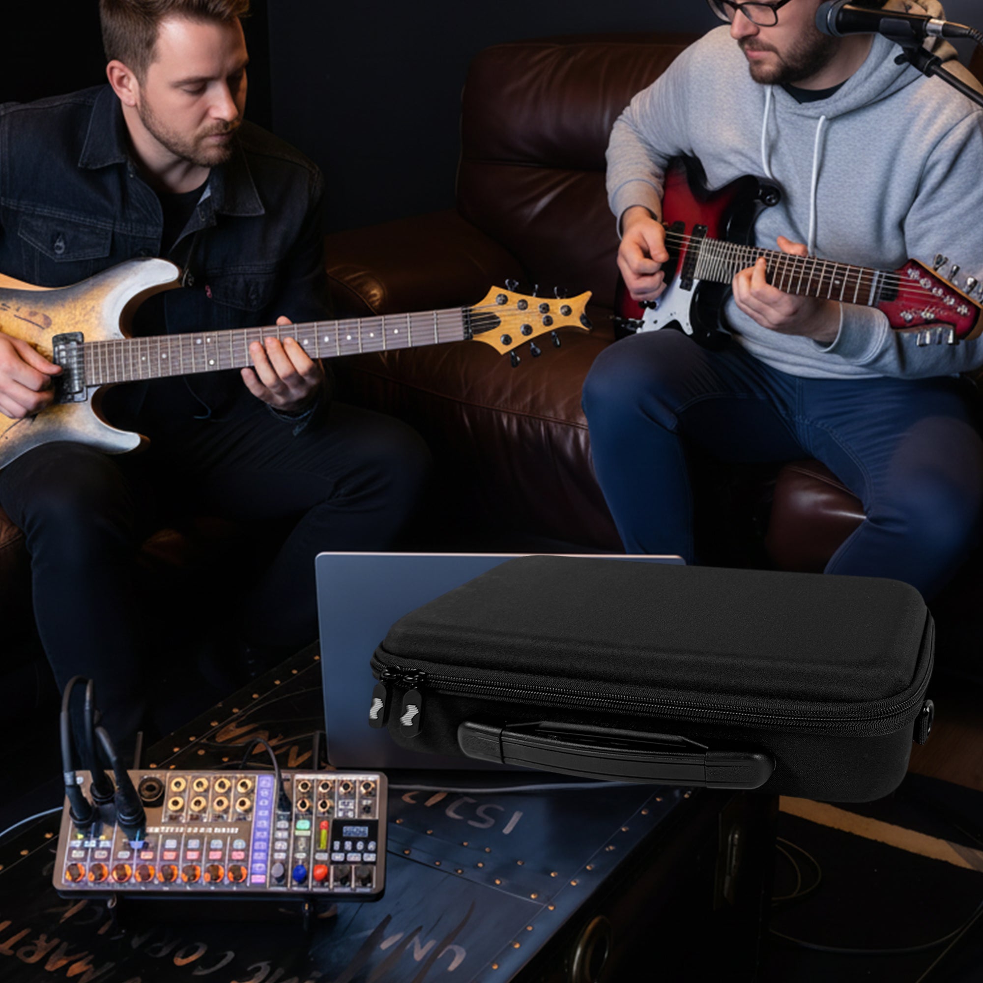 Musiin Audio Mixer Case Compatible with Zoom Live Trak L6 MAX, Custom Fit Interior, Dual Zipper Design, Top Mesh Pocket, Handle and Shoulder Strap, for Studio, Travel, and Live Performance