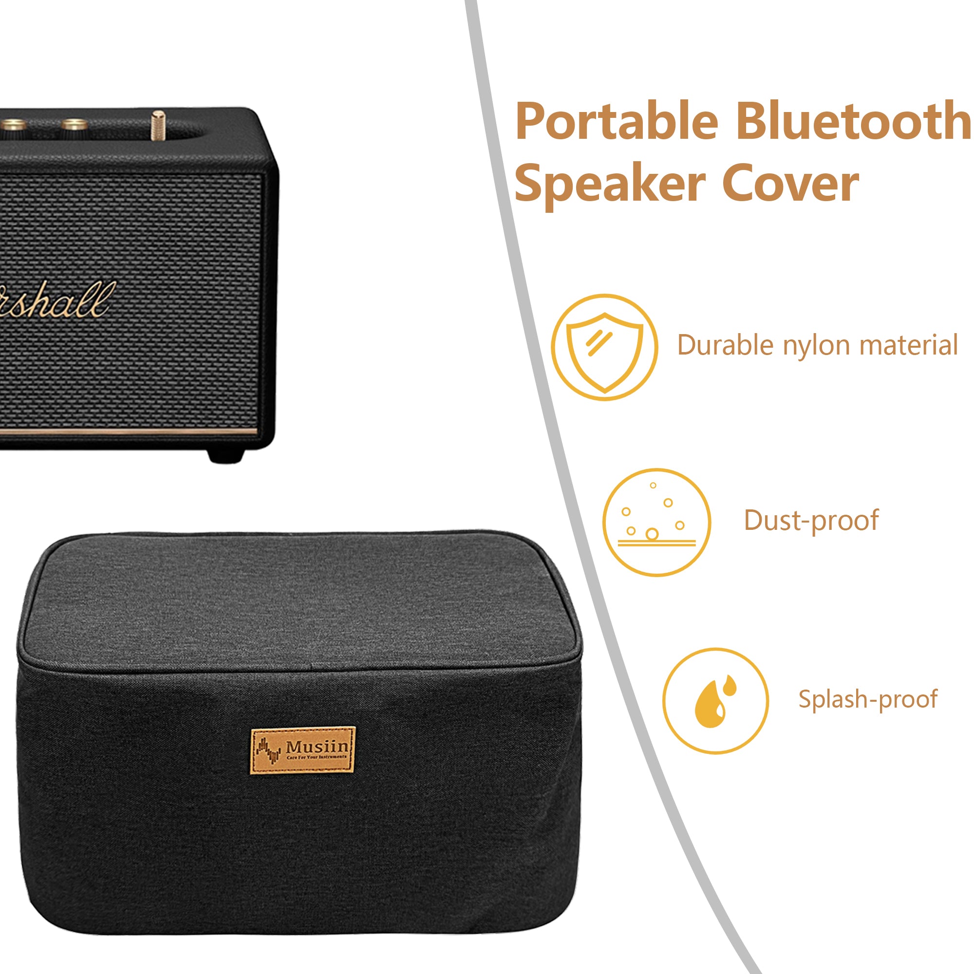Musiin Portable Bluetooth Speaker Cover, Compatible with Marshall Acton 3, Splash-Proof Material, Portable and Foldable, Fit Design Suitable for Home Studio Use
