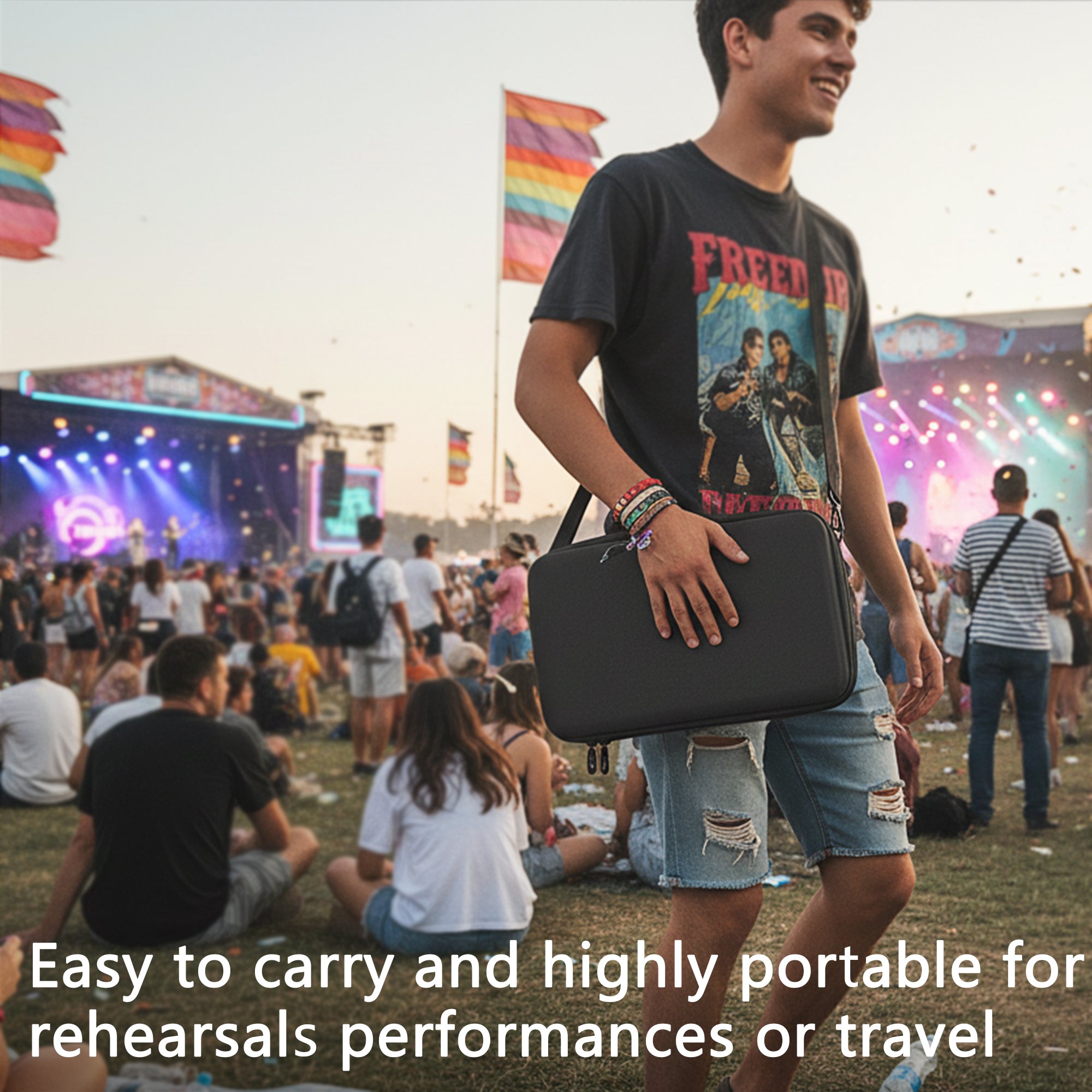 Musiin DJ Controller Case Compatible with Hercules DJControl Mix Ultra, Hard Shell Protection with Dual Zippers, Mesh Pocket & Comfortable Handle for DJ Live Show & Travel (Gray)