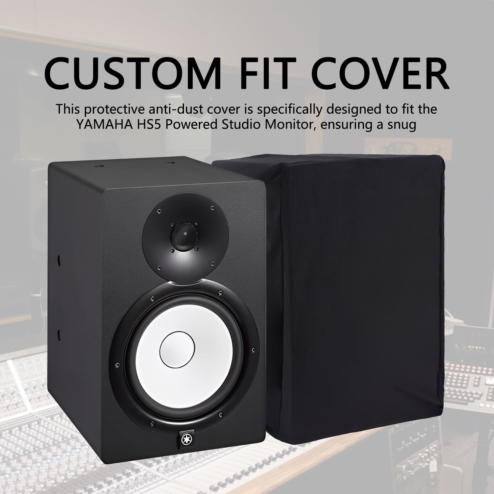 Musiin Studio Monitor Dust Cover Protective Compatible With YAMAHA HS5 Admin Audio T5V KRK Rokit 5 G4 Black 5-Inch Professional Powered Speaker cover(2 packs)