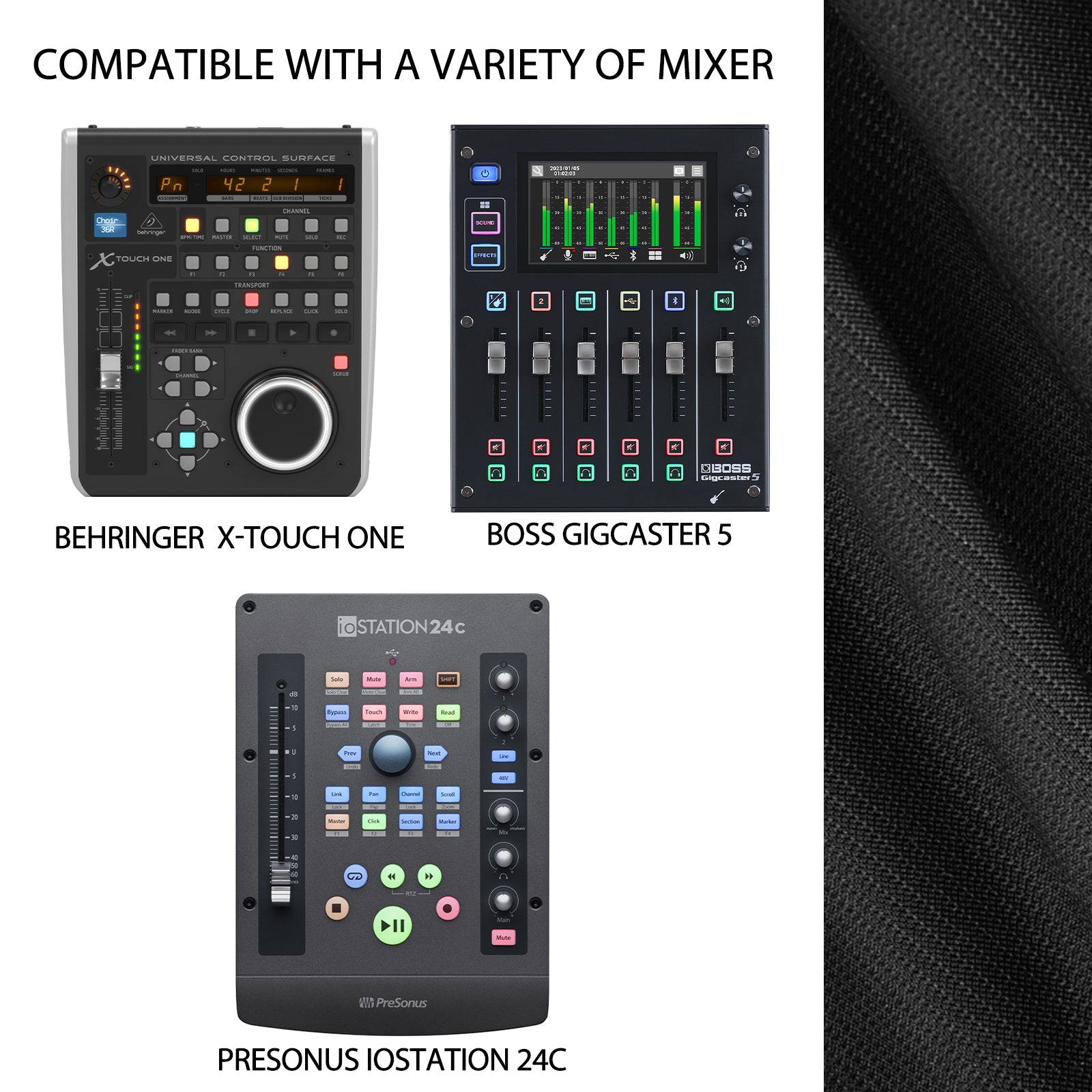 Musiin Ultimate Home Studio Mixer Cover - Stretchable Chinlon, Splashproof, Dust & Pet Hair Protection, Compatible with Boss Gigcaster 5 Live Streaming Mixers