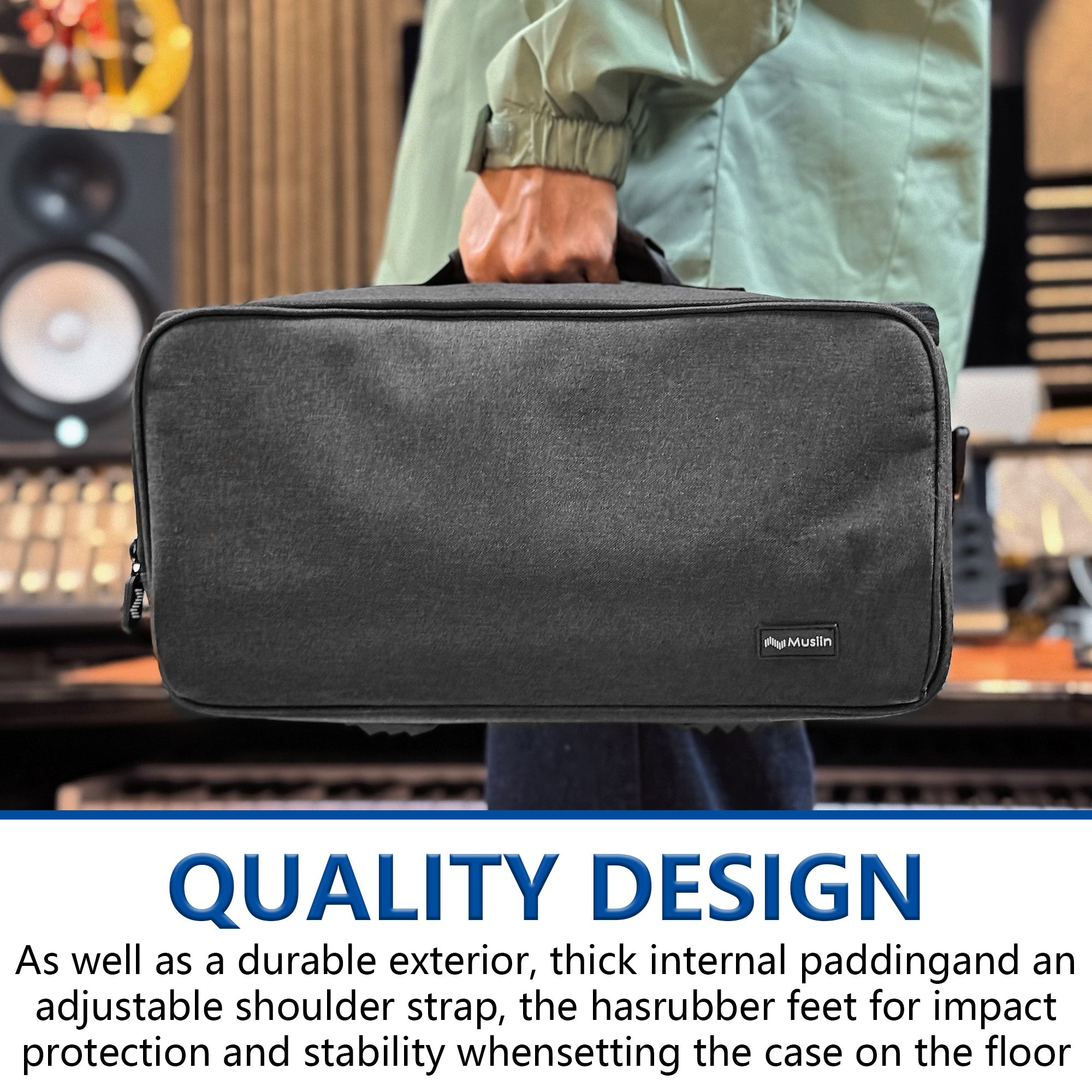 Musiin Portable Bluetooth Speaker Bag Compatible with Sony ULT FIELD 5/3,Soft and Fit Inner Padding,Front Zipper Pocket for Accessories,and Detachable Shoulder Strap,Travel and Daily Use Protection