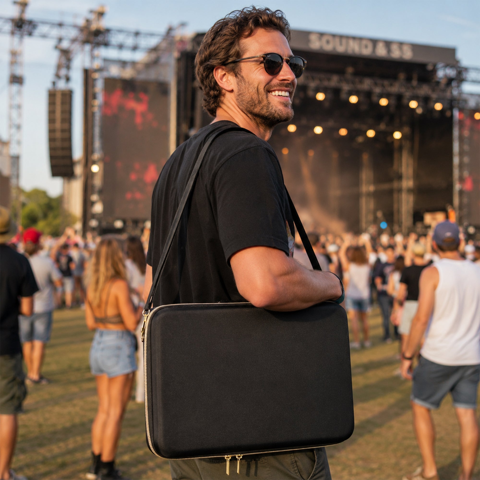 Musiin Premium MIDI Keyboard Controller Case Compatible with Akai Mini IV,Arturia MiniLab 3, MiniLab MkII,, 25-Key Synthesizer, Portable Protective Cover Bag with Shoulder Strap(Gold Tone Edition)