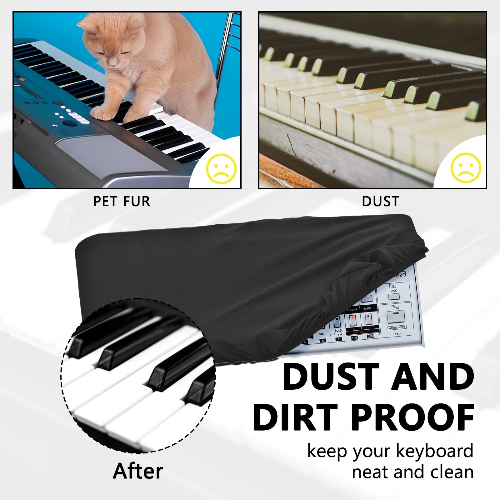 Musiin Ultimate Stretch Nylon Keyboard Case - Waterproof and Dustproof, Compatible with Roland Synthesizer TB-03