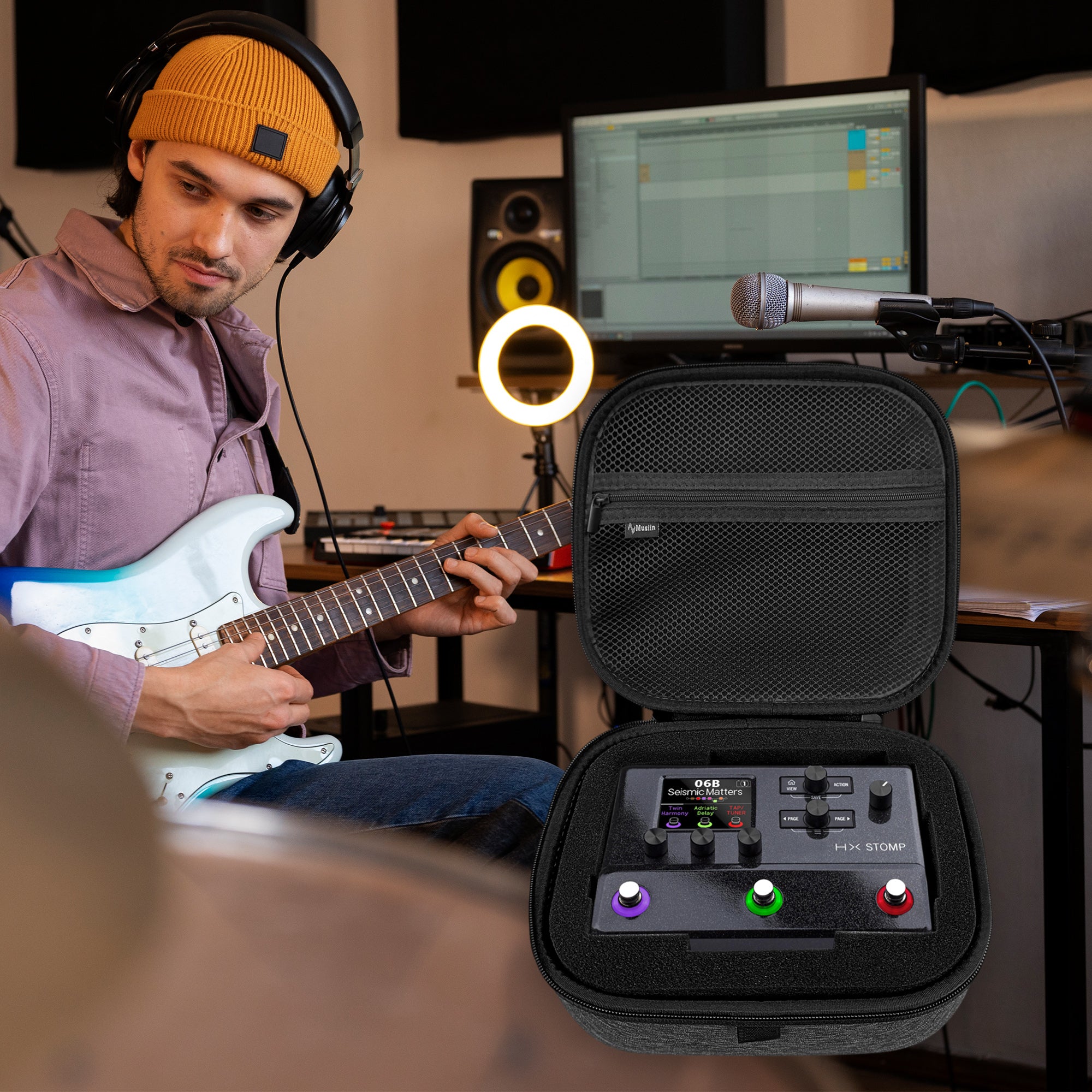 Musiin Guitar Effects Pedal Case Compatible with Line 6 HX Stomp, Portable, Shockproof, and Waterproof for Daily protect Ultimate Music Creation.