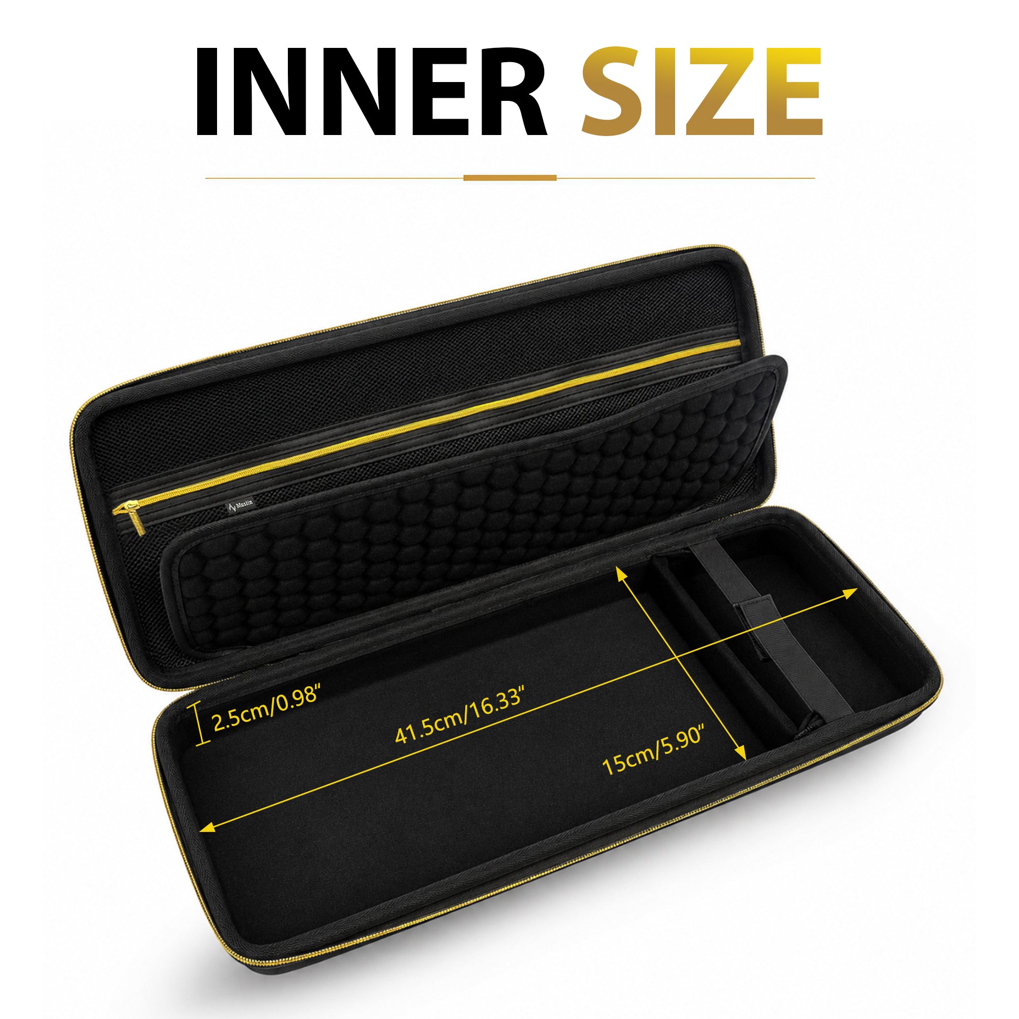 Musiin Production Stations Case Compatible with Ableton Move Arturia MicroLab MK3, Gold Zipper, Built-in Mesh Pocket, Cable Compartment, Fixed Design for Travel and Live Sets(Gold Tone Edition)
