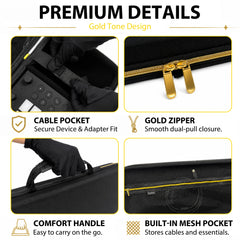 Musiin Production Stations Case Compatible with Ableton Move Arturia MicroLab MK3, Gold Zipper, Built-in Mesh Pocket, Cable Compartment, Fixed Design for Travel and Live Sets(Gold Tone Edition)