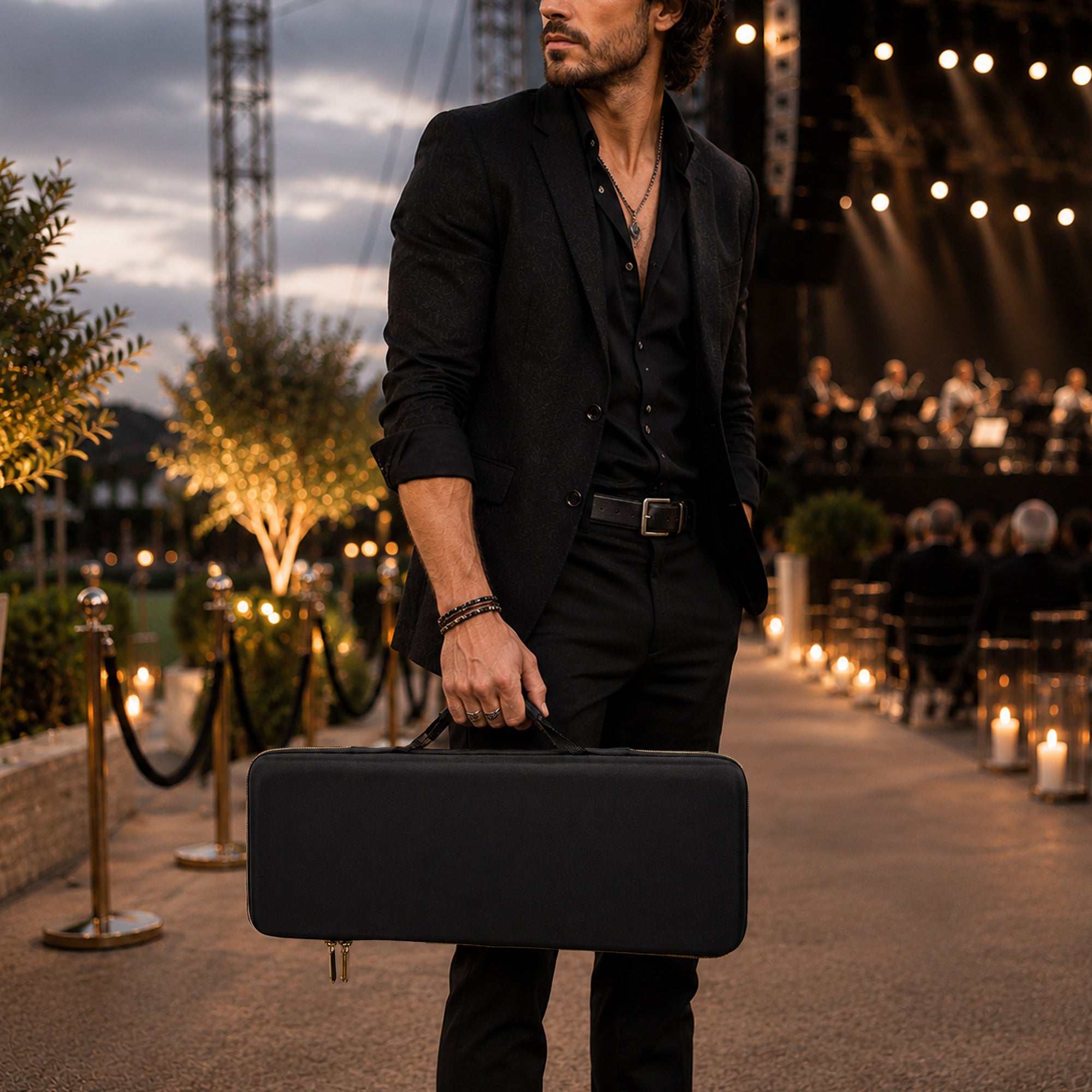 Musiin Production Stations Case Compatible with Ableton Move Arturia MicroLab MK3, Gold Zipper, Built-in Mesh Pocket, Cable Compartment, Fixed Design for Travel and Live Sets(Gold Tone Edition)