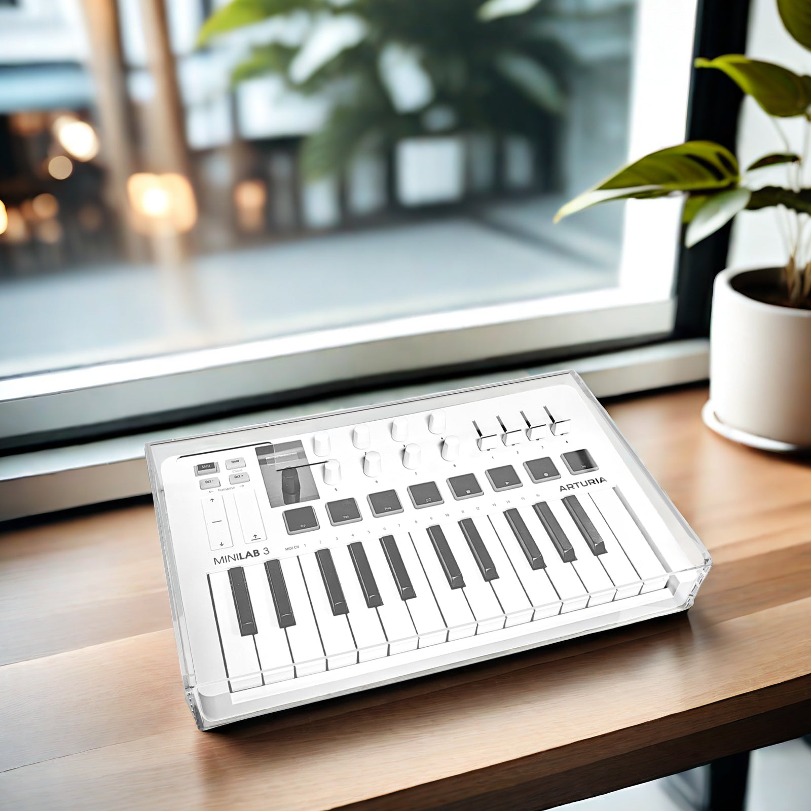 Musiin Premium Acrylic Midi Keyboard dust Cover Reserved Wire Trough, Waterproof and dustproof, Compatible with Arturia MiniLab 3 Keyboard Protective