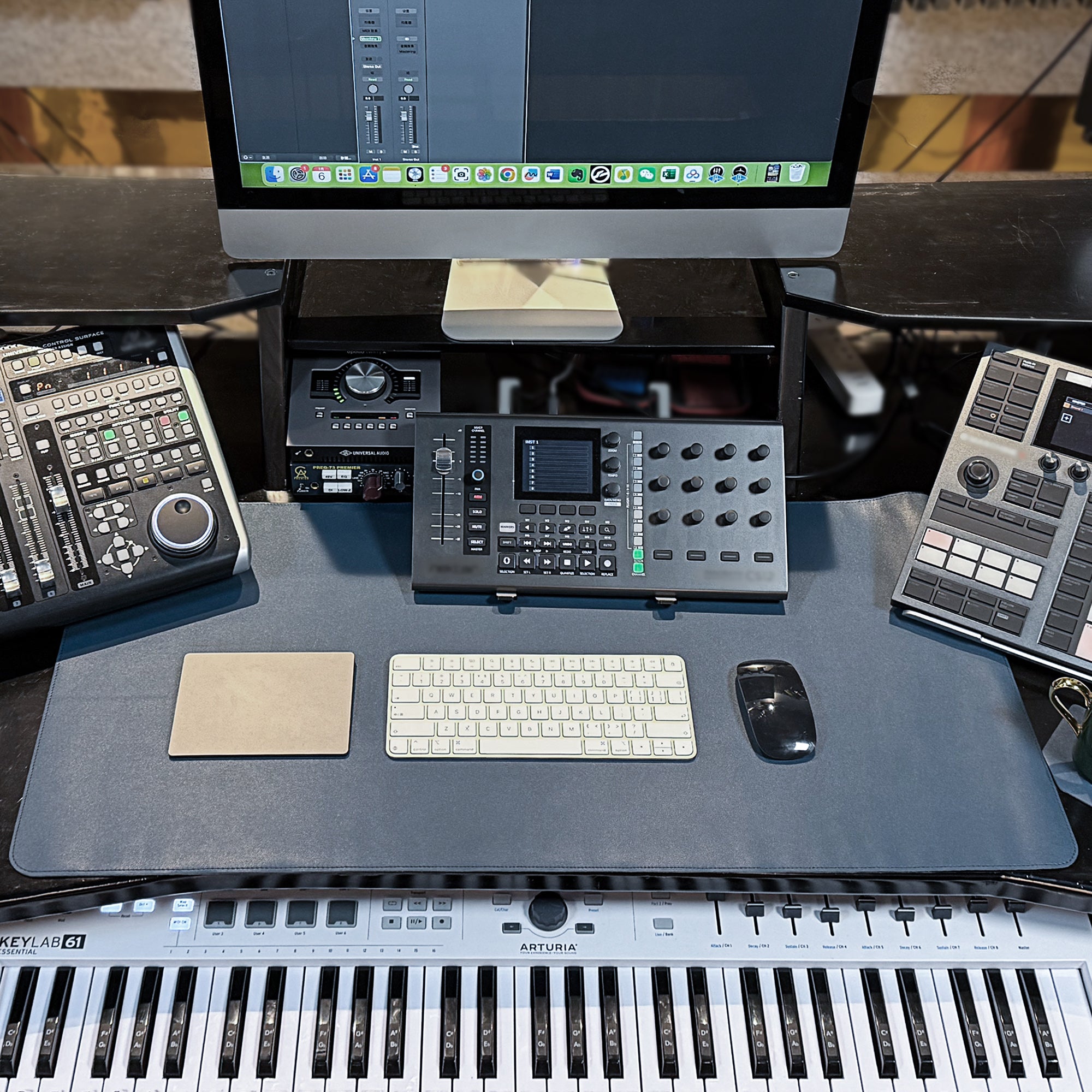 Musiin Music Studio Desk Leather Mouse and Keyboard Mat with Coaster, Ideal for Office, Creative Work, and Recording Studios