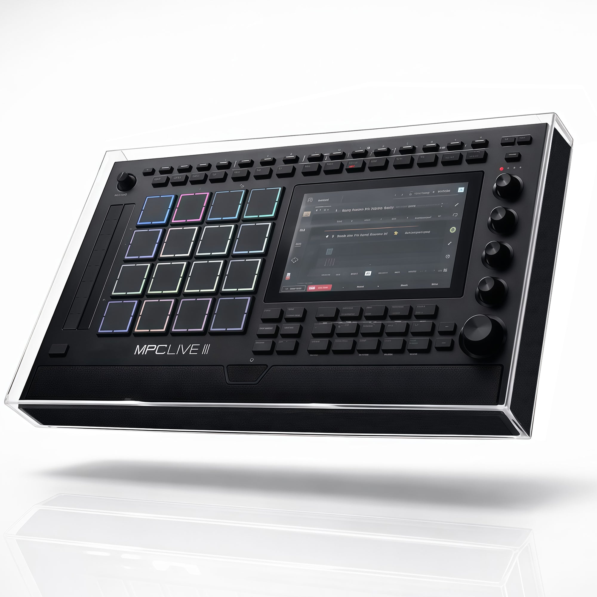Musiin Audio Workstation Acrylic Protective Cover Compatible with MPC Live 3, Transparent Material, Reserved Wire Groove, Waterproof and Dustproof, Suitable for Home Studio Desktop Protection
