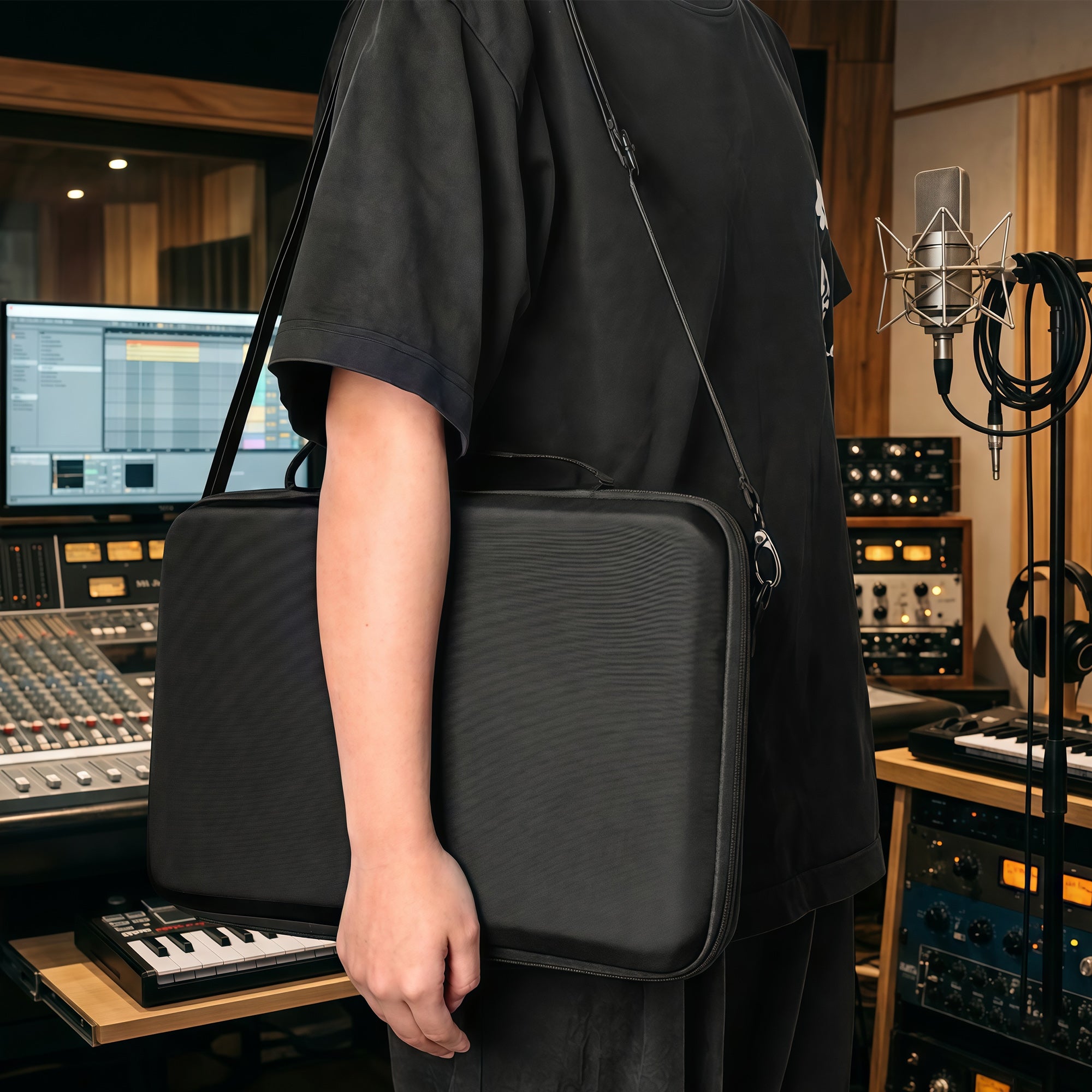 Musiin Premium Velvet MIDI Keyboard Controller Case Compatible with Arturia MiniLab 3, MiniLab MkII, MPK Mini MK4, 25-Key Synthesizer, Portable Protective Cover Bag with Shoulder Strap