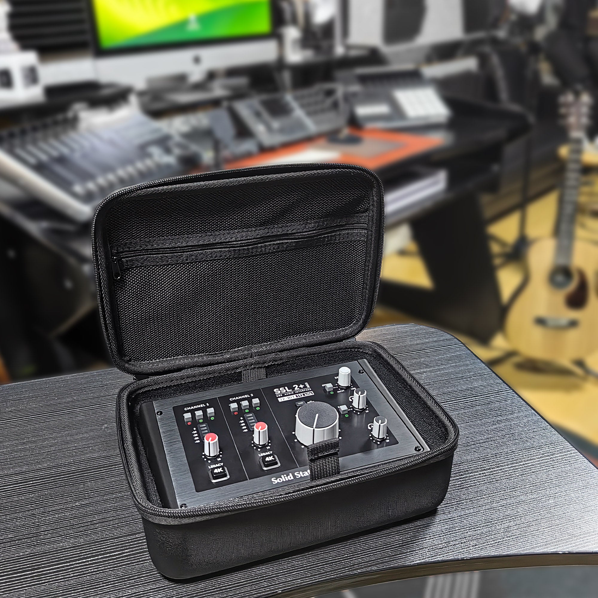 Musiin Audio Interface Storage Case, Compatible with SSL2 MKII and SSL2+ MKII Audio Interfaces, Top Cover Zipper Mesh Pocket Design and Handle Strap, Portable Travel Storage Case (Black)
